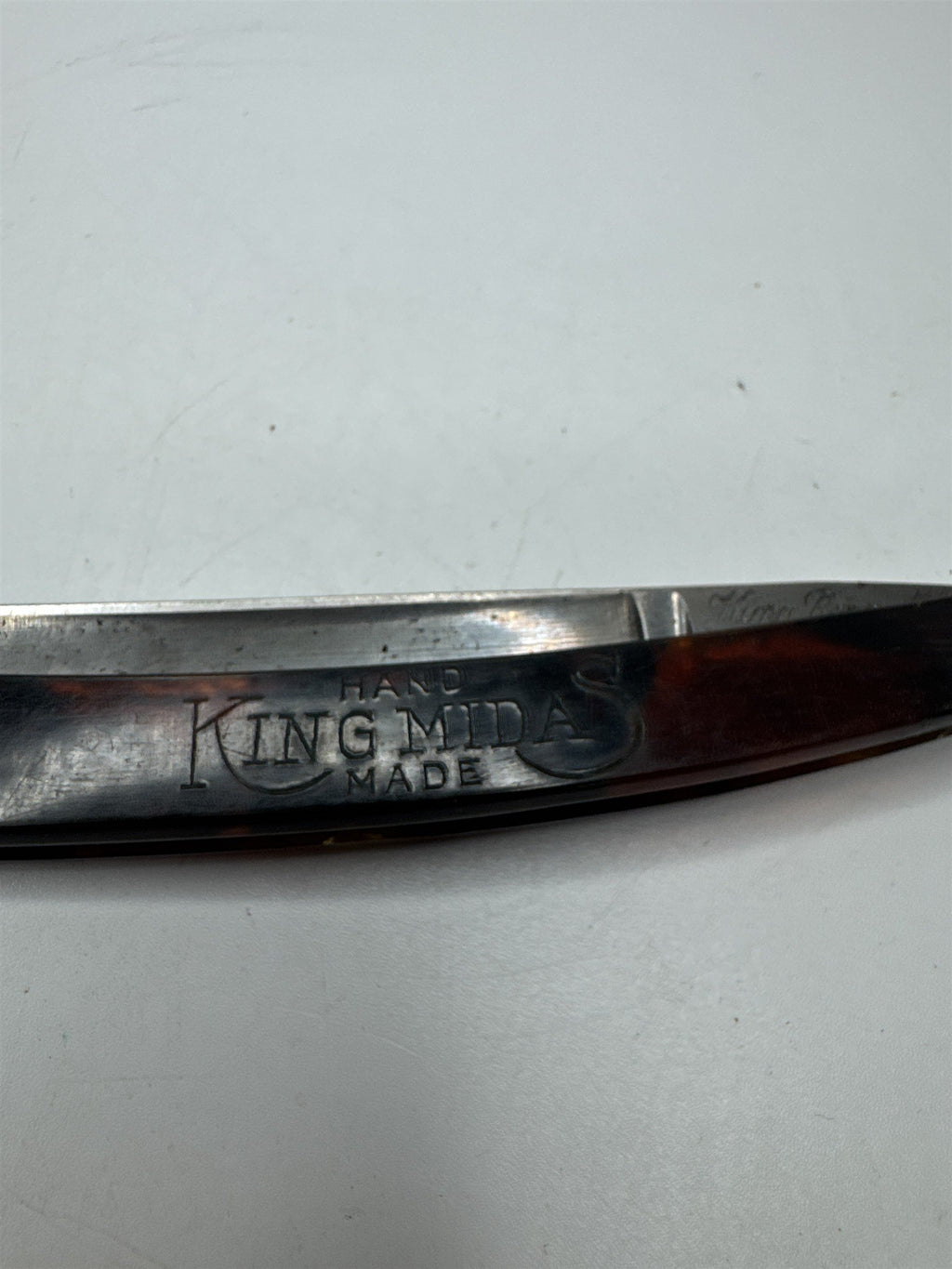 ANTIQUE Hand Made KING MIDAS Indiana PA Straight Edge Face Razor (Cracked)