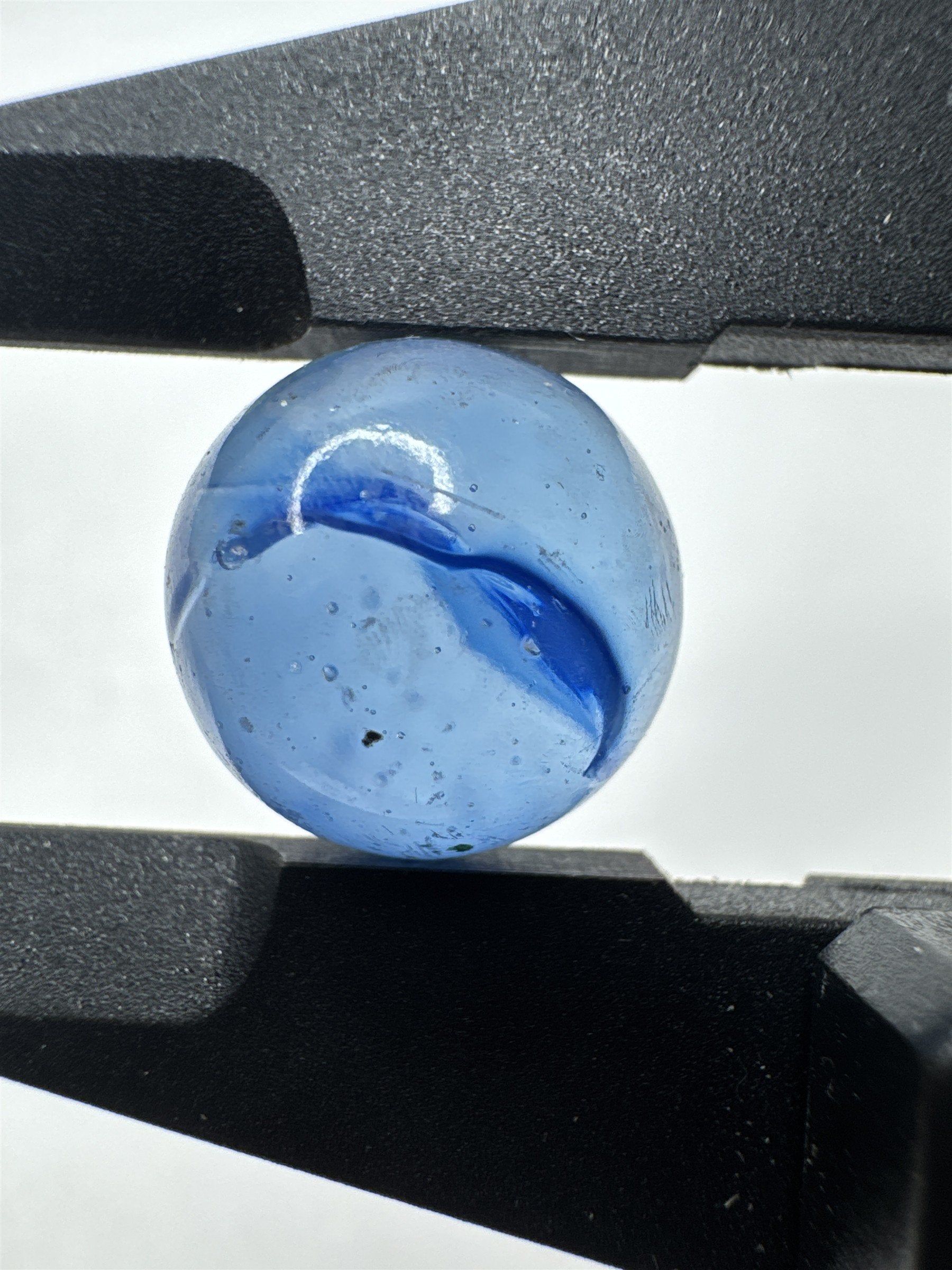 Vintage Art Swirl Glass Marble 0.64"/16.3mm Blue/Clear Swirl Played Marble