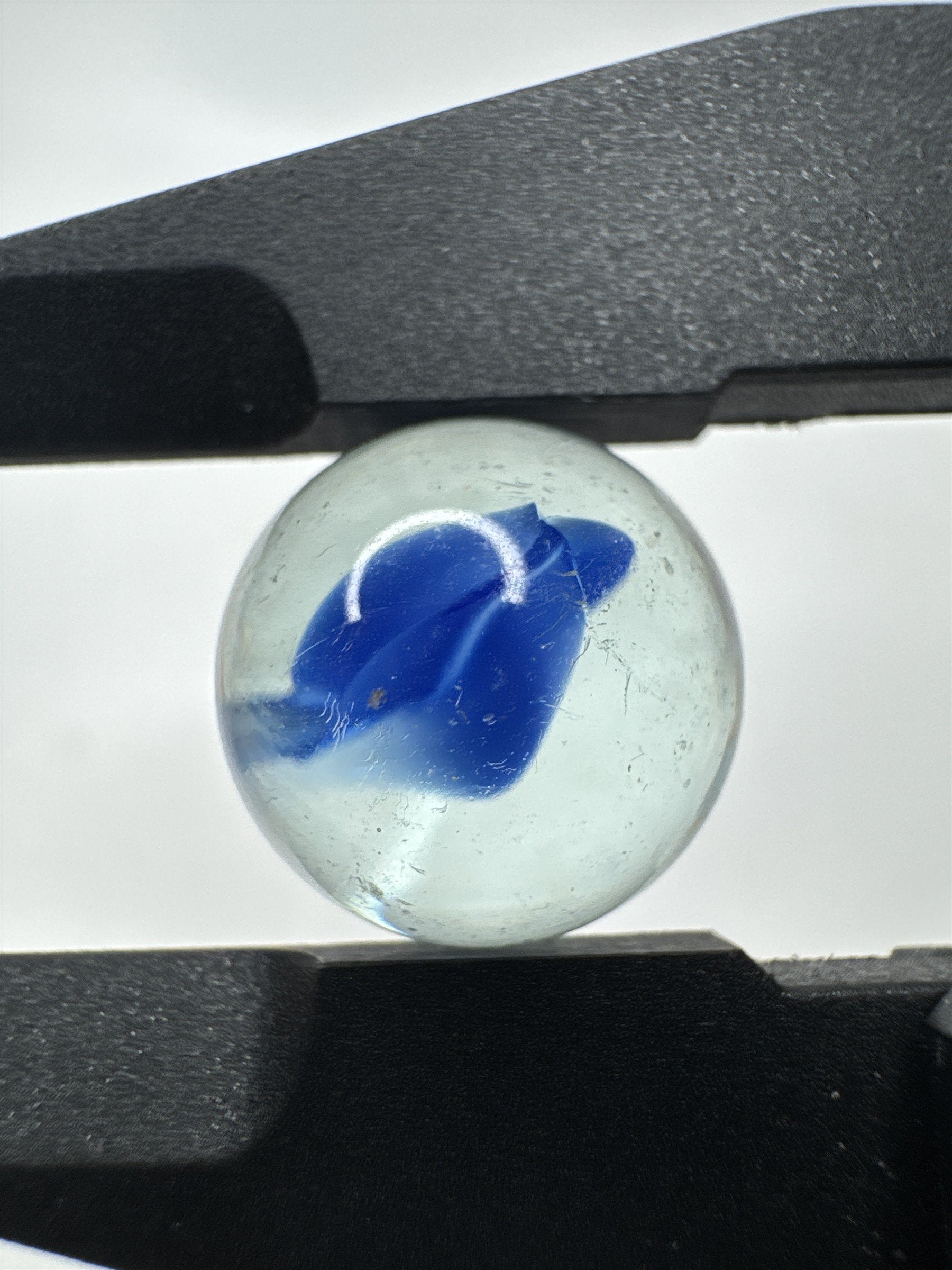 Vintage Art Swirl Glass Marble 0.63"/16.1mm Blue/Clear Swirl Played Marble