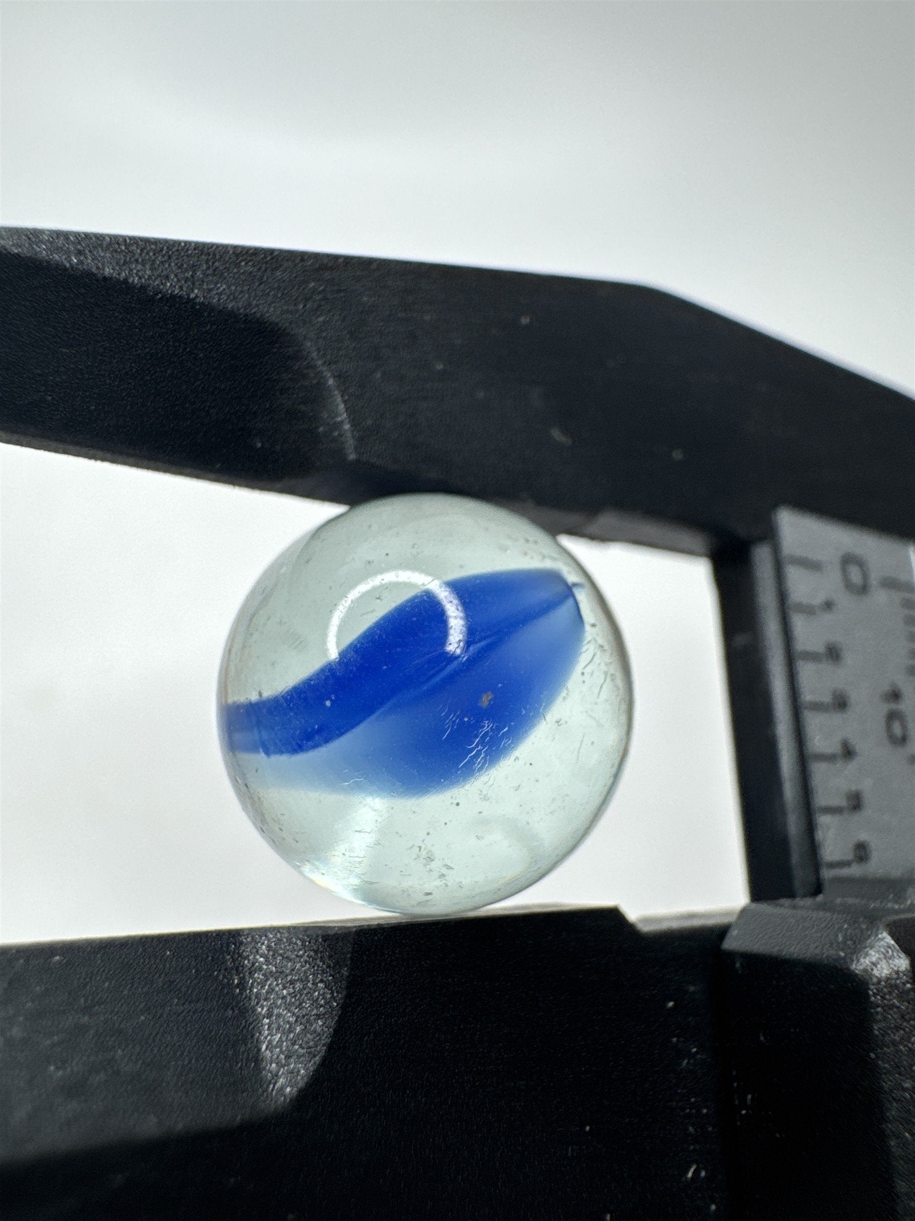 Vintage Art Swirl Glass Marble 0.63"/16.1mm Blue/Clear Swirl Played Marble
