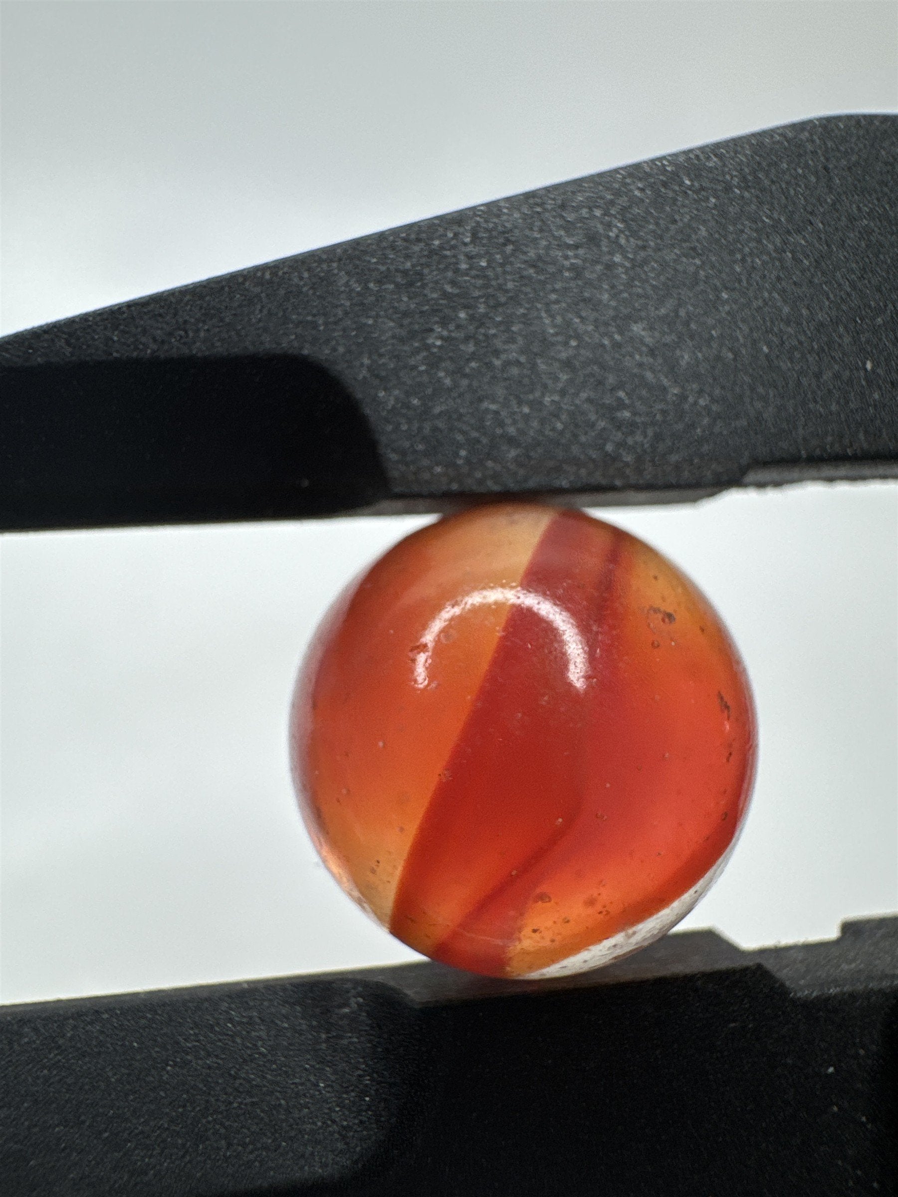Vintage Art Swirl Glass Marble 0.63"/16.1mm Coral/Clear Swirl Played Marble