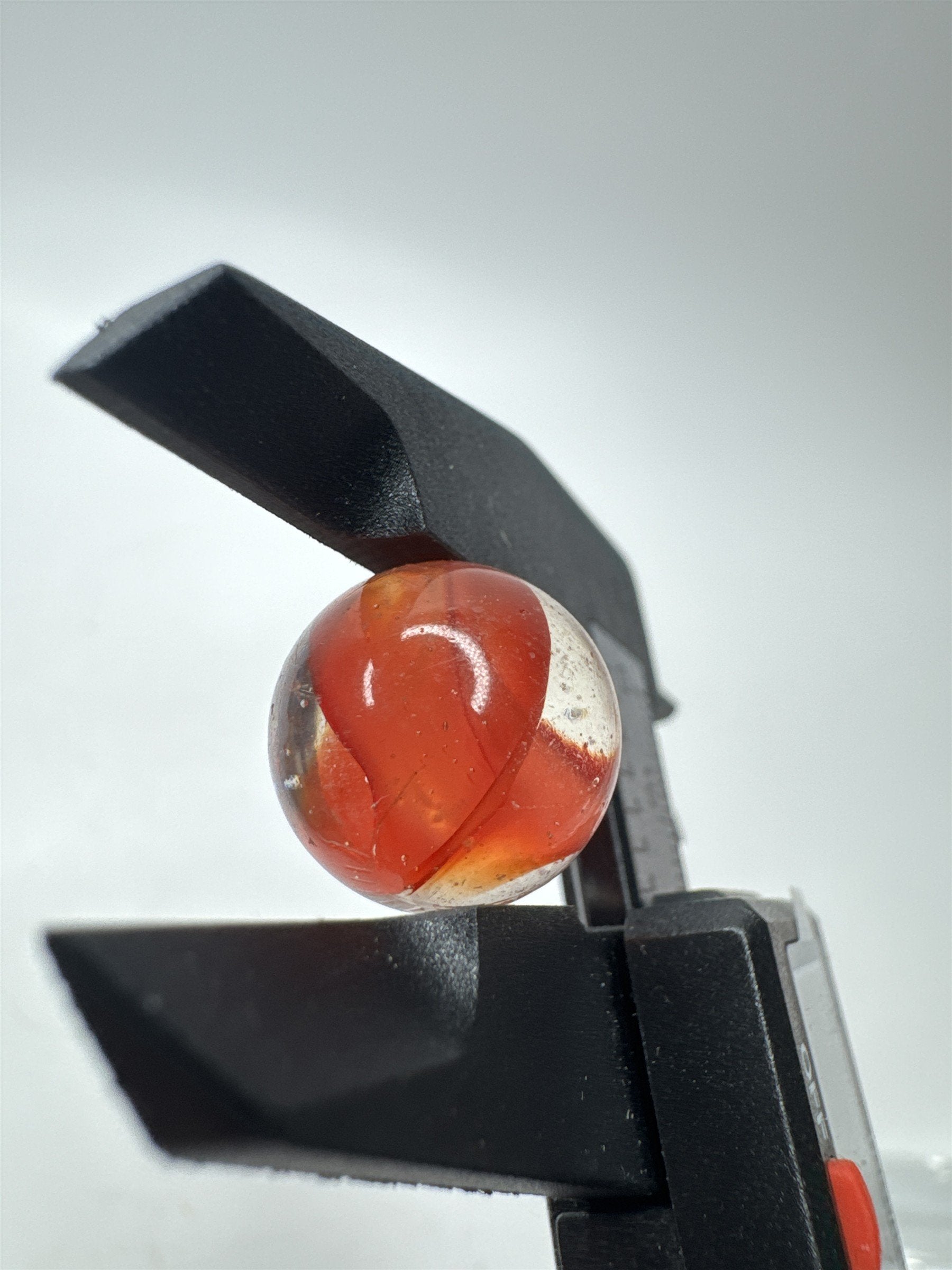 Vintage Art Swirl Glass Marble 0.63"/16.1mm Coral/Clear Swirl Played Marble