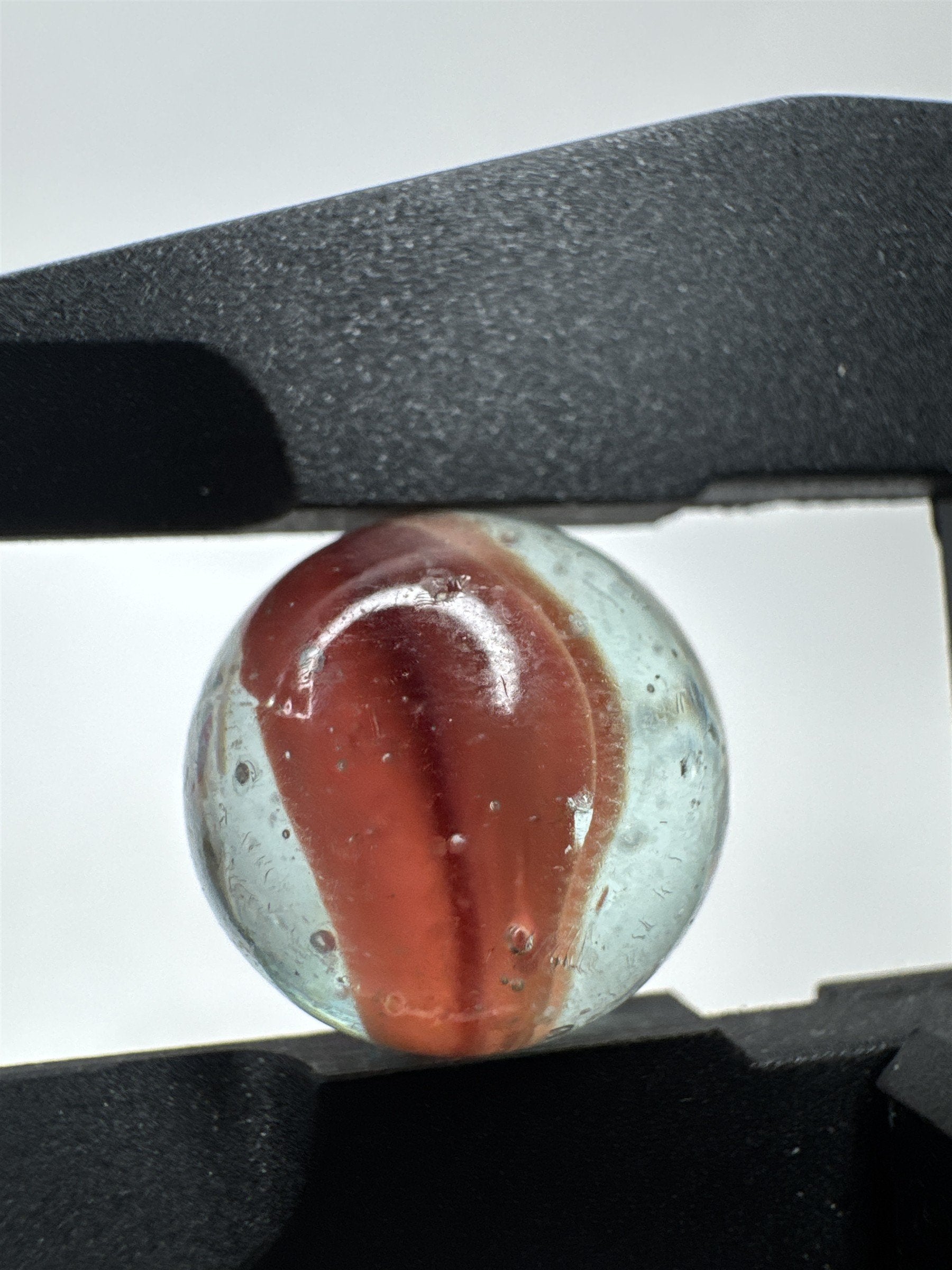 Vintage Art Swirl Glass Marble 0.61"/15.7mm Coral/Clear Swirl Played Marble