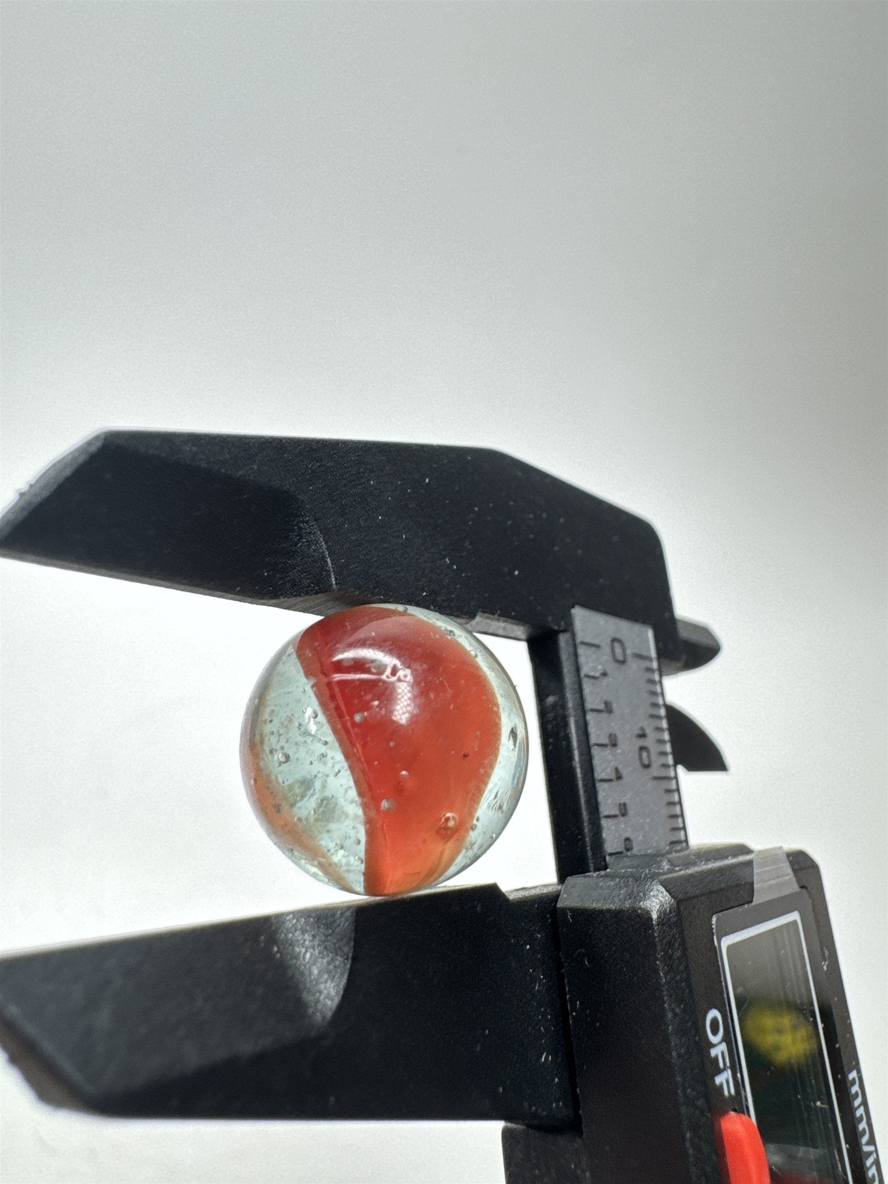 Vintage Art Swirl Glass Marble 0.61"/15.7mm Coral/Clear Swirl Played Marble