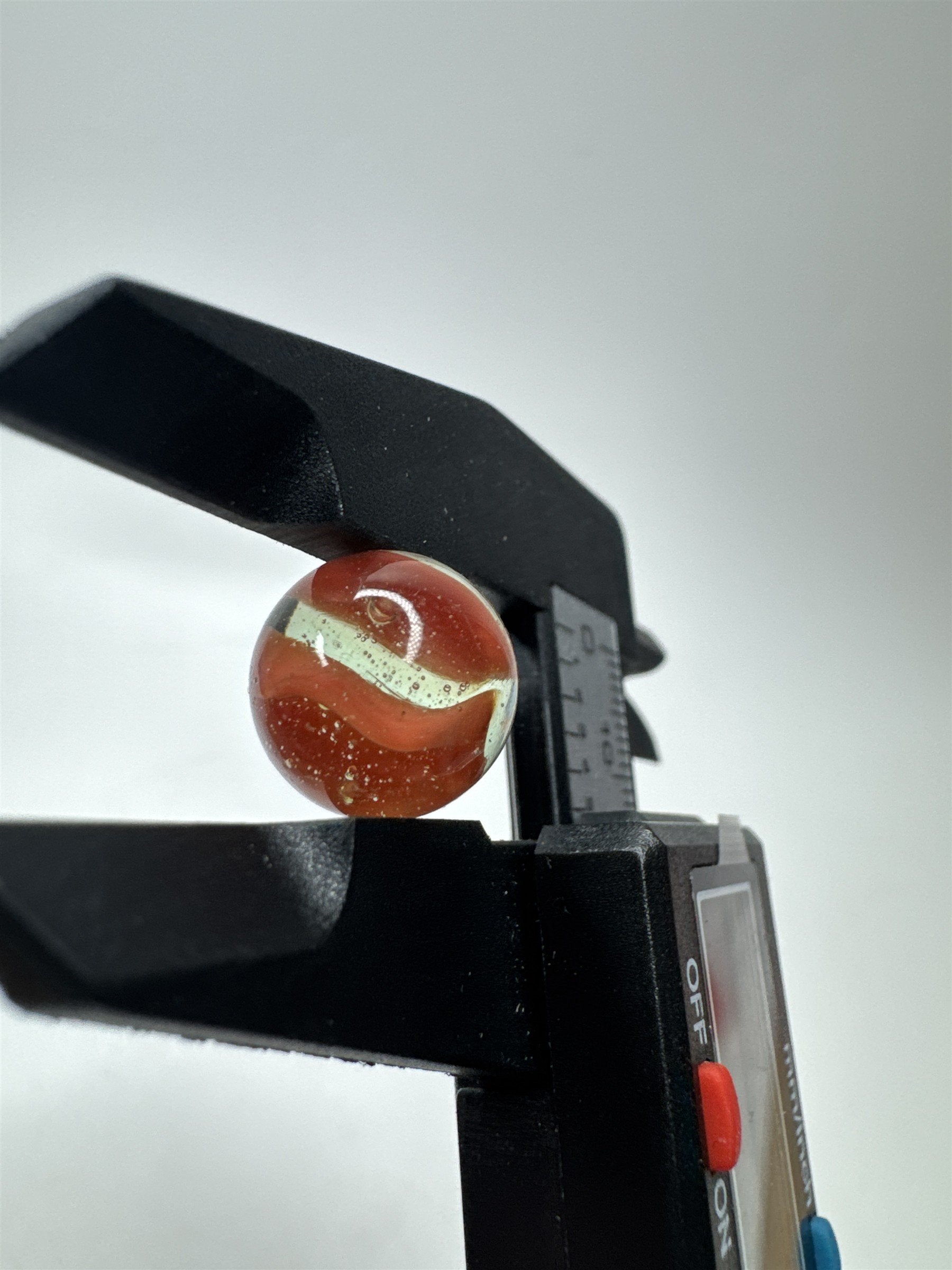 Vintage Art Swirl Glass Marble 0.53"/13.4mm Coral/Clear Swirl Played Marble