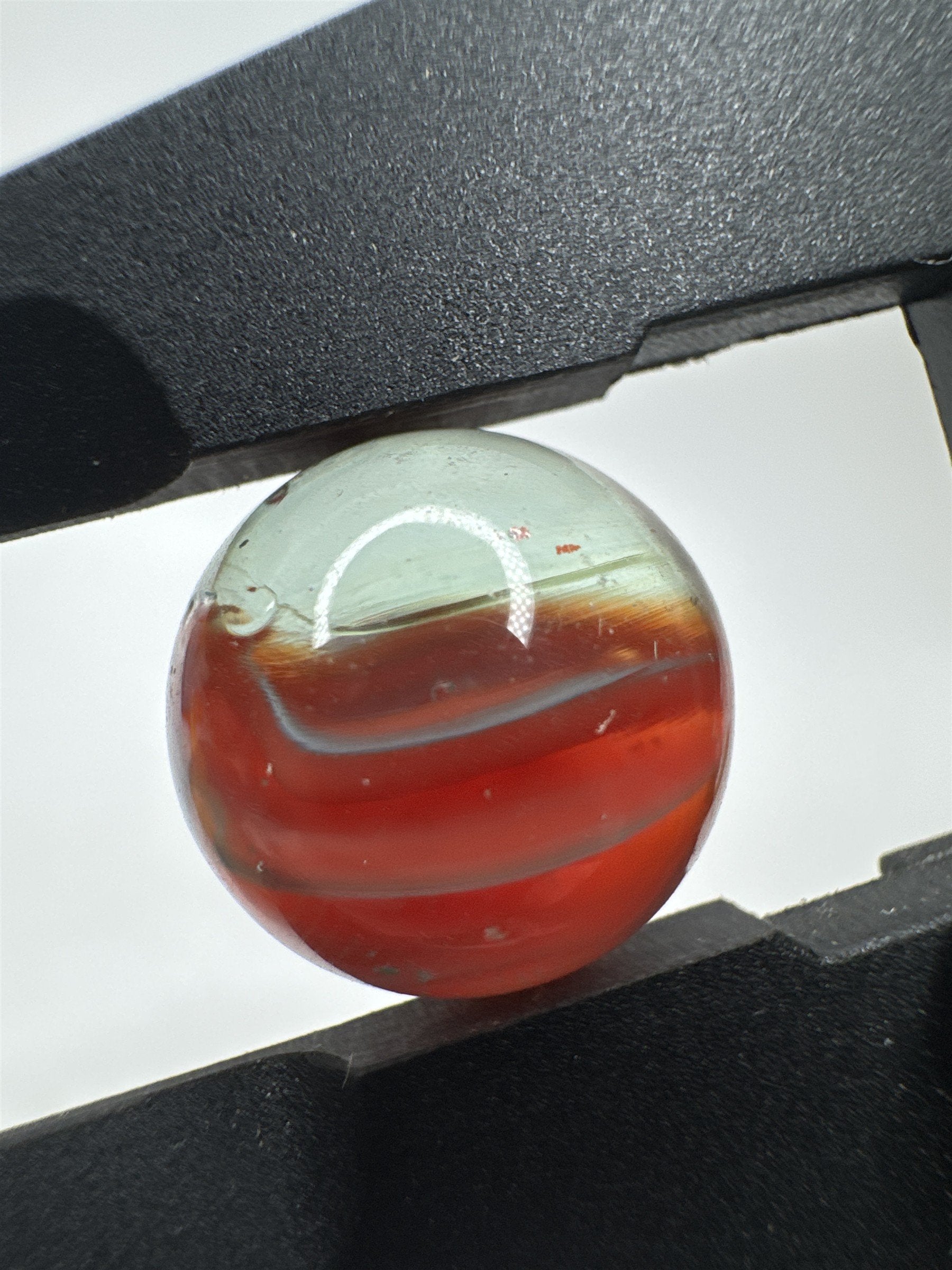 Vintage Art Swirl Glass Marble 0.62"/15.9mm Red/Gray/Clear Swirl Played Marble