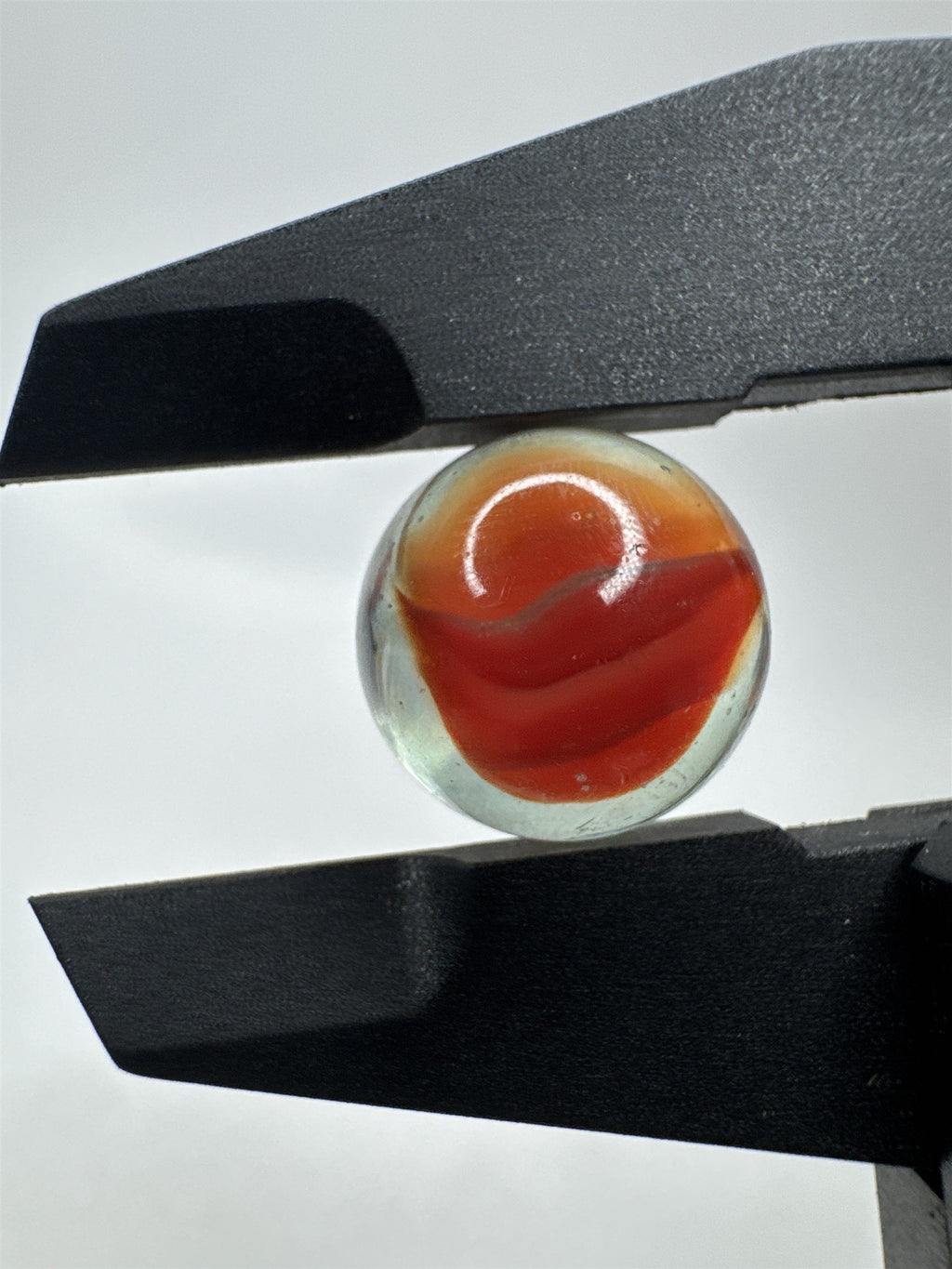 Vintage Art Swirl Glass Marble 0.62"/15.9mm Red/Gray/Clear Swirl Played Marble