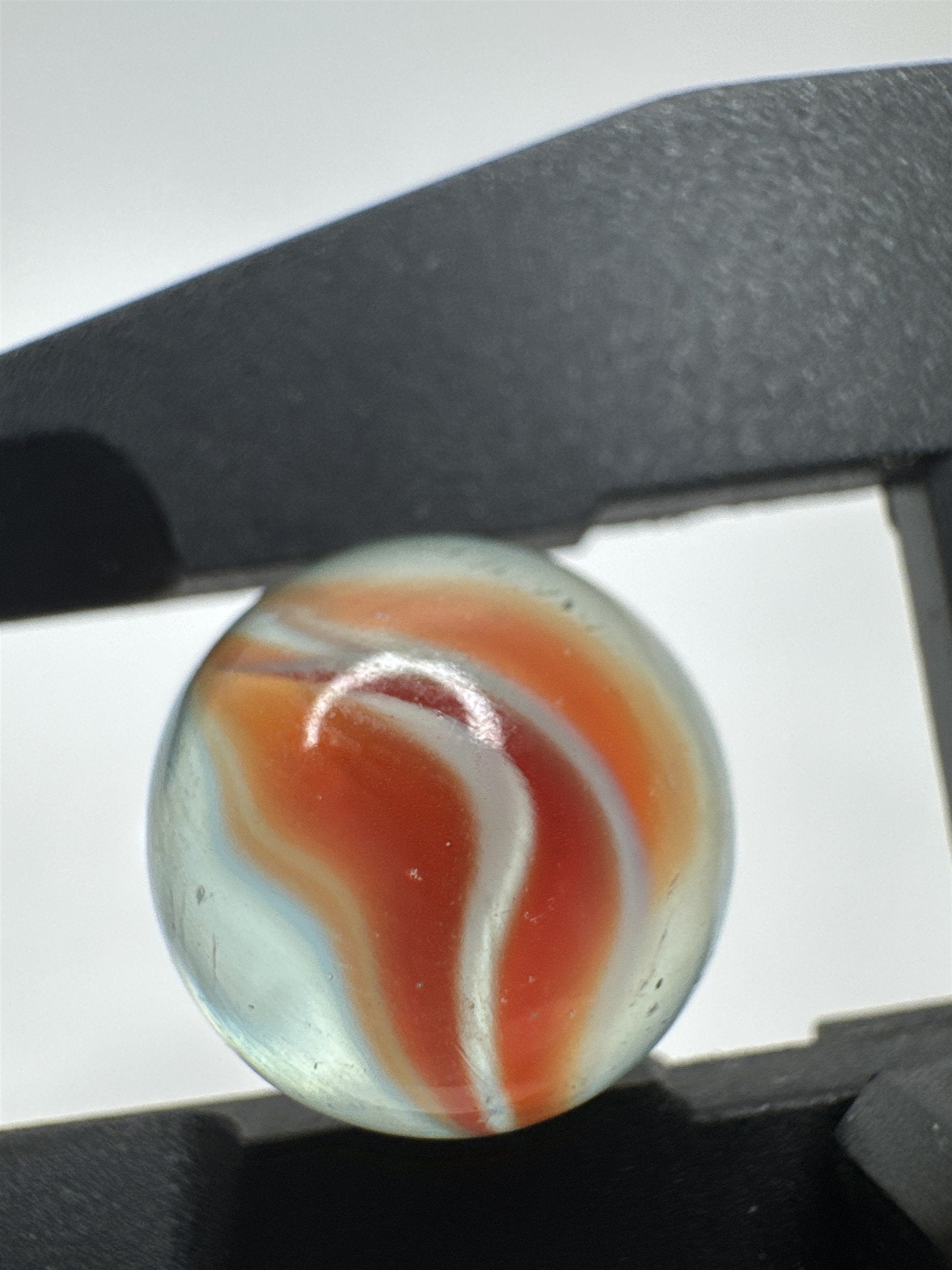 Vintage Art Swirl Glass Marble 0.62"/15.8mm Orange/Gray/Whte Swirl Played Marble