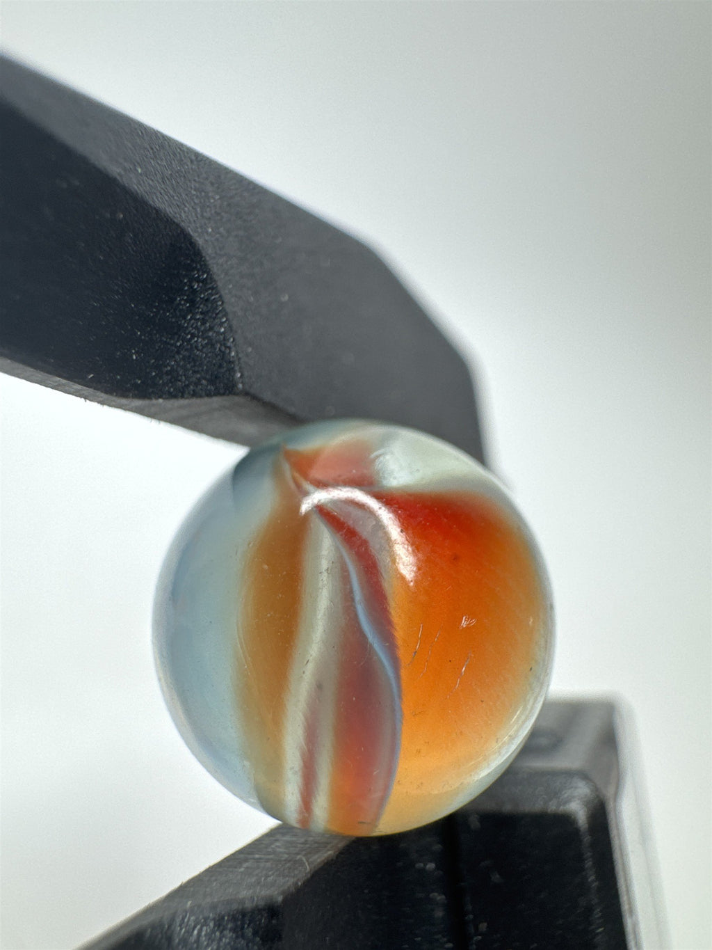 Vintage Art Swirl Glass Marble 0.62"/15.8mm Orange/Gray/Whte Swirl Played Marble