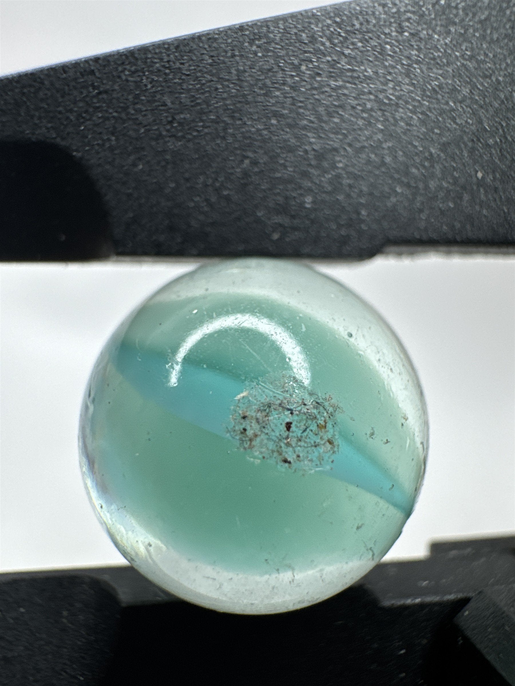Vintage Art Swirl Glass Marble 0.62"/15.8mm Cyan Blue/Clear Swirl Played Marble