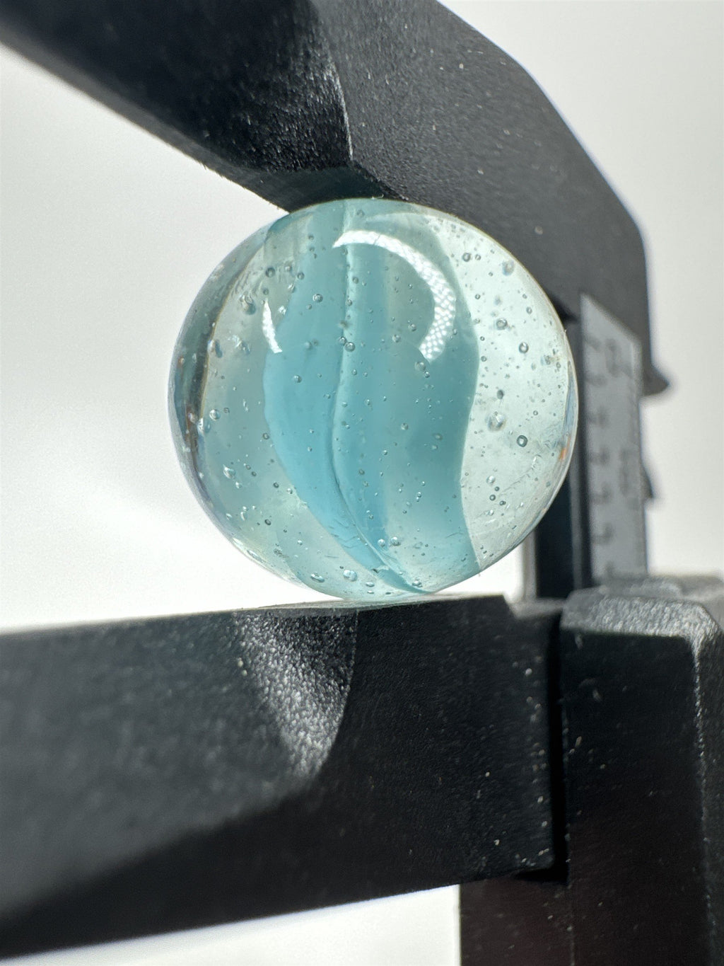 Vintage Art Swirl Glass Marble 0.59"/15.1mm Cyan Blue/Clear Swirl Played Marble