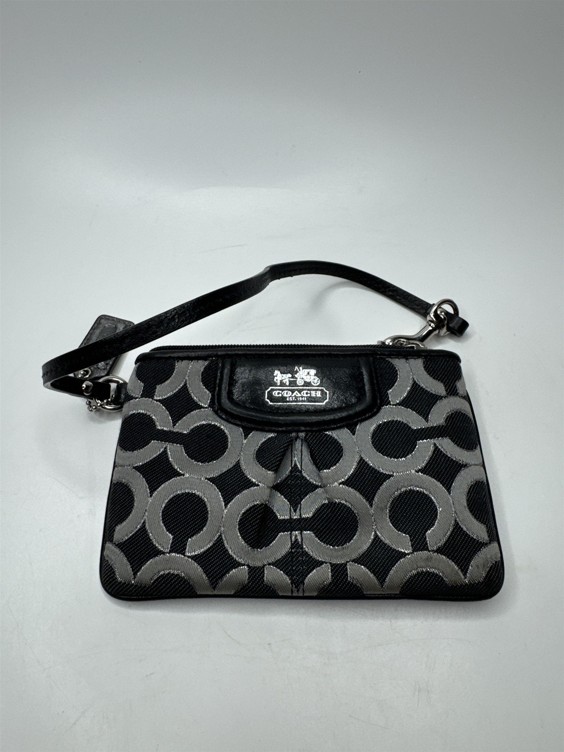 Coach Wristlet Black Signature C Silver Hardware Purse Bag