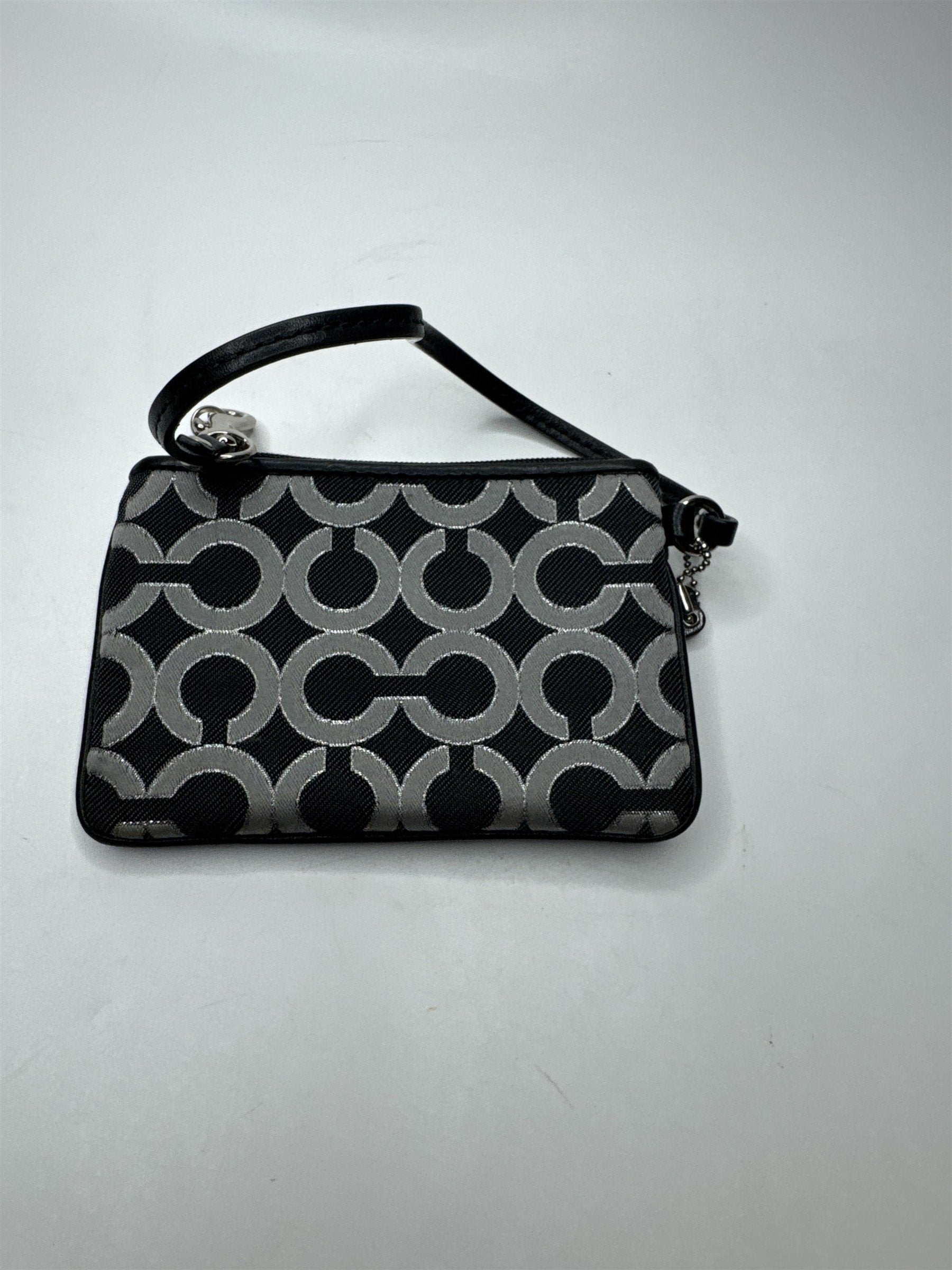 Coach Wristlet Black Signature C Silver Hardware Purse Bag