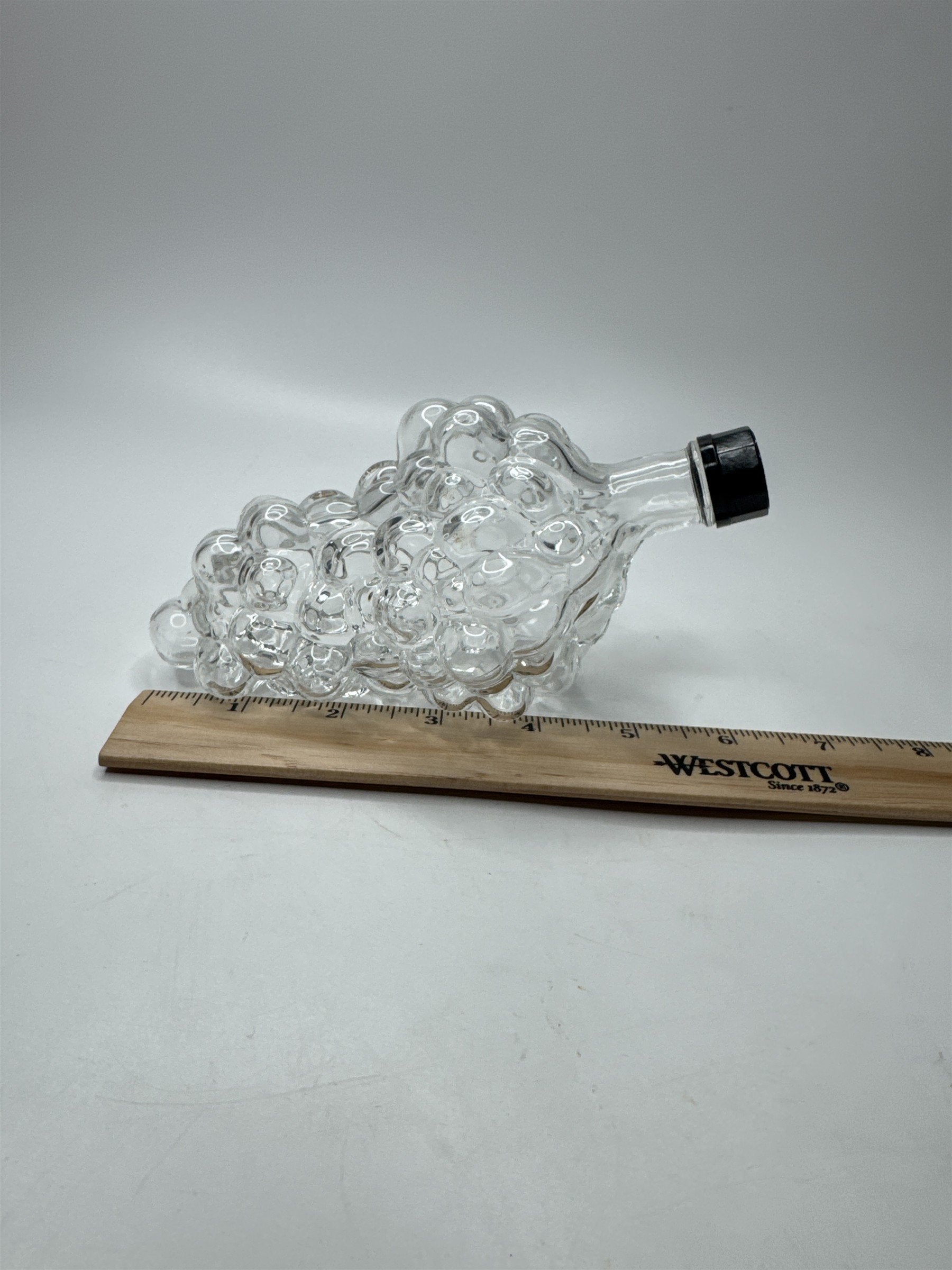 Vintage French Glass Grape Cluster Decanter Wine Liquor Bottle Barware