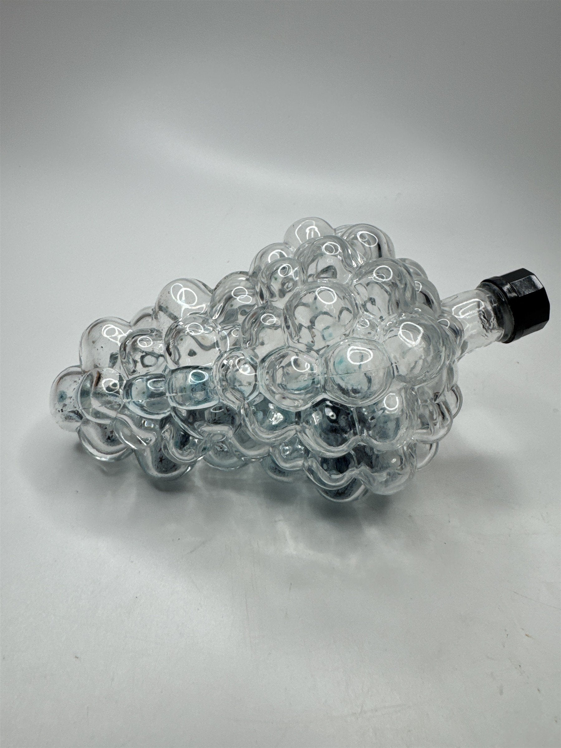 Vintage French Glass Grape Cluster Decanter Wine Liquor Bottle Barware