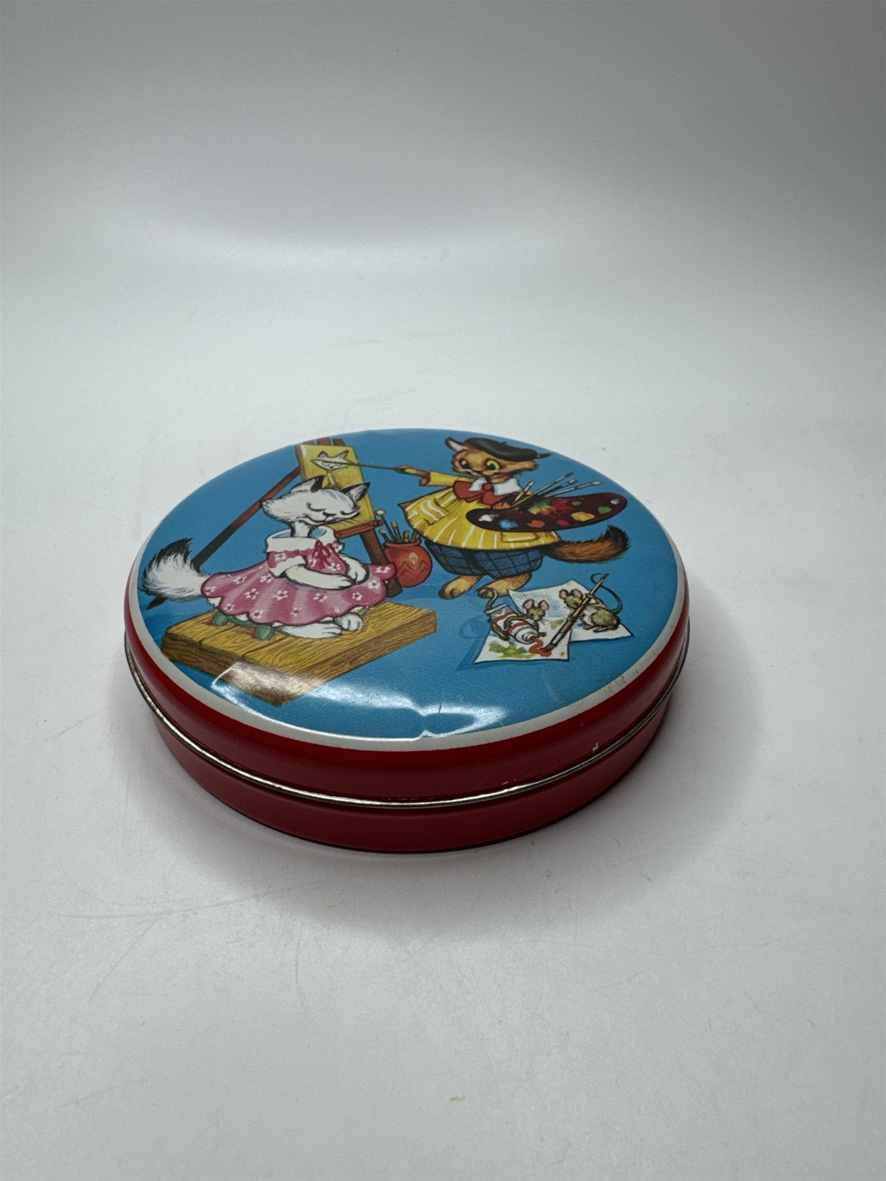Vintage Hollands Toffees Tins with Cat Painting Cat Mice Litho Straws Rare