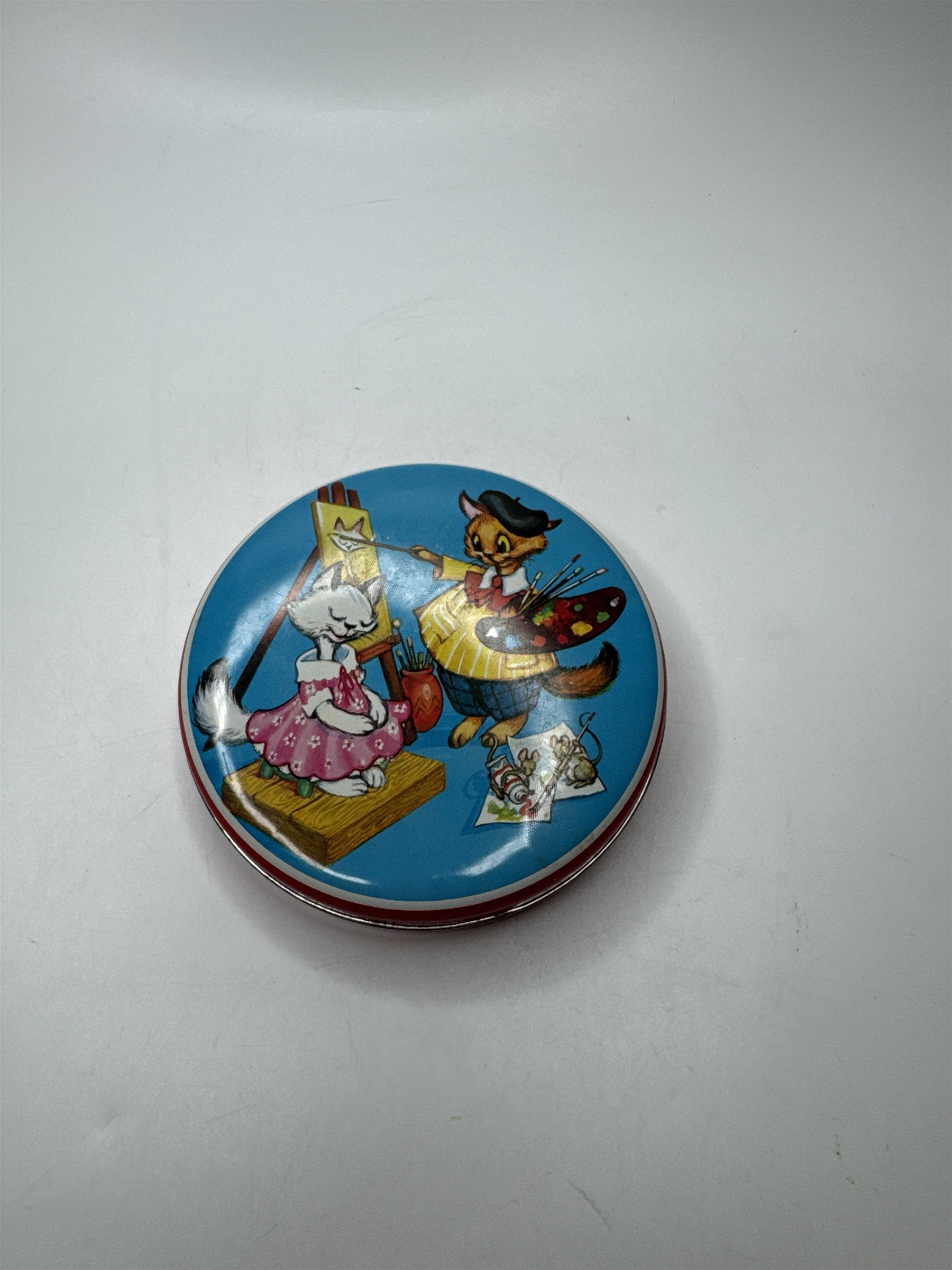 Vintage Hollands Toffees Tins with Cat Painting Cat Mice Litho Straws Rare