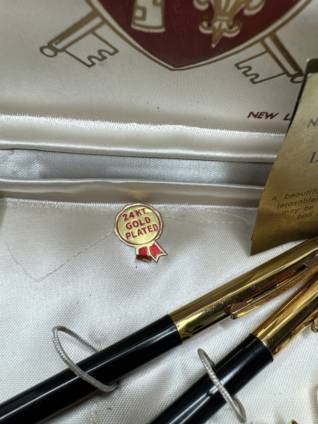 Vintage Waldorf 24kt Plated Liquid Lead Pencil, Money Clip, Tie Bar+Cufflink Set