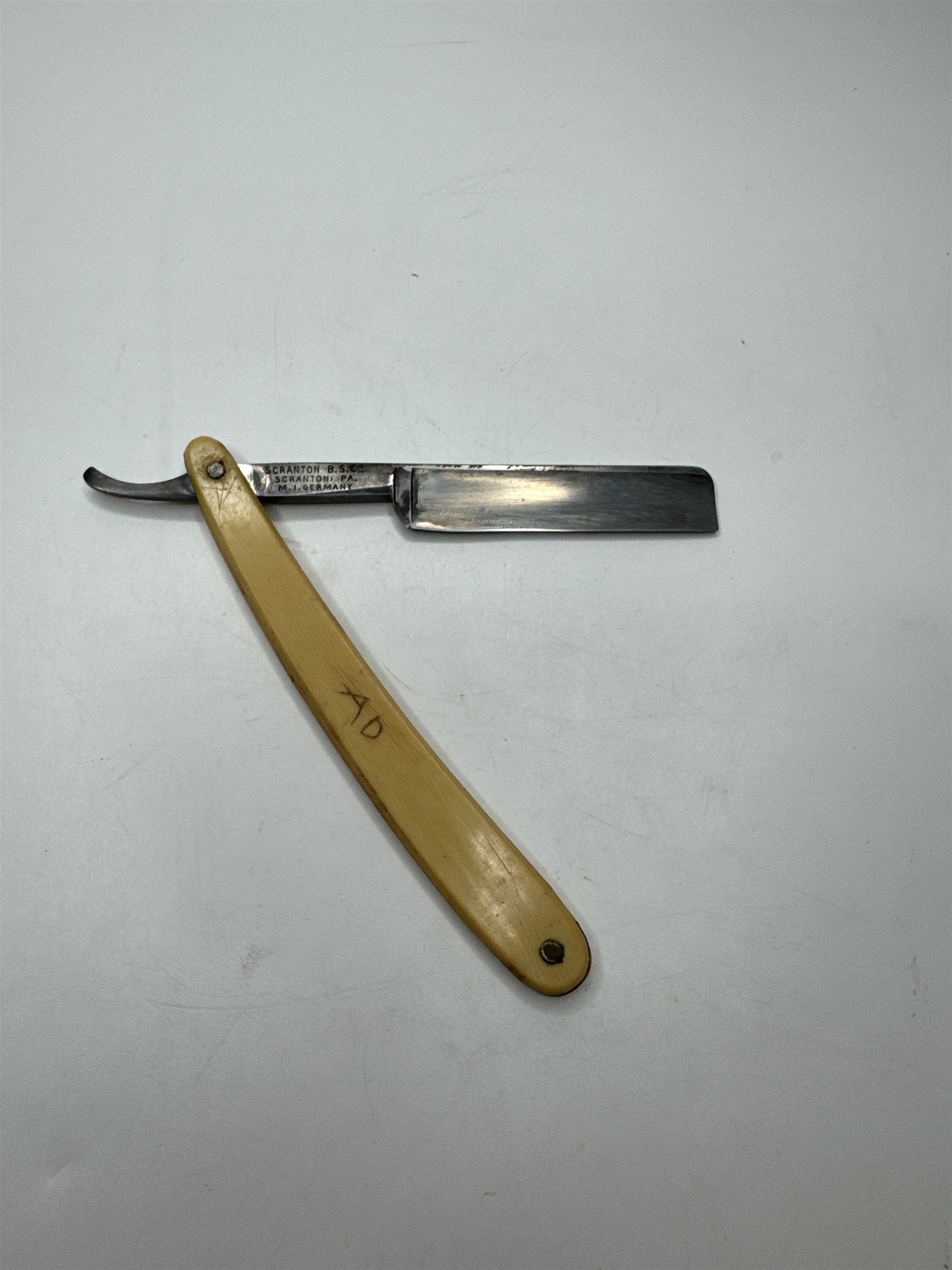 ANTIQUE Hand Made Scranton BS Co Scranton PA GERMANY Straight Edge Face Razor