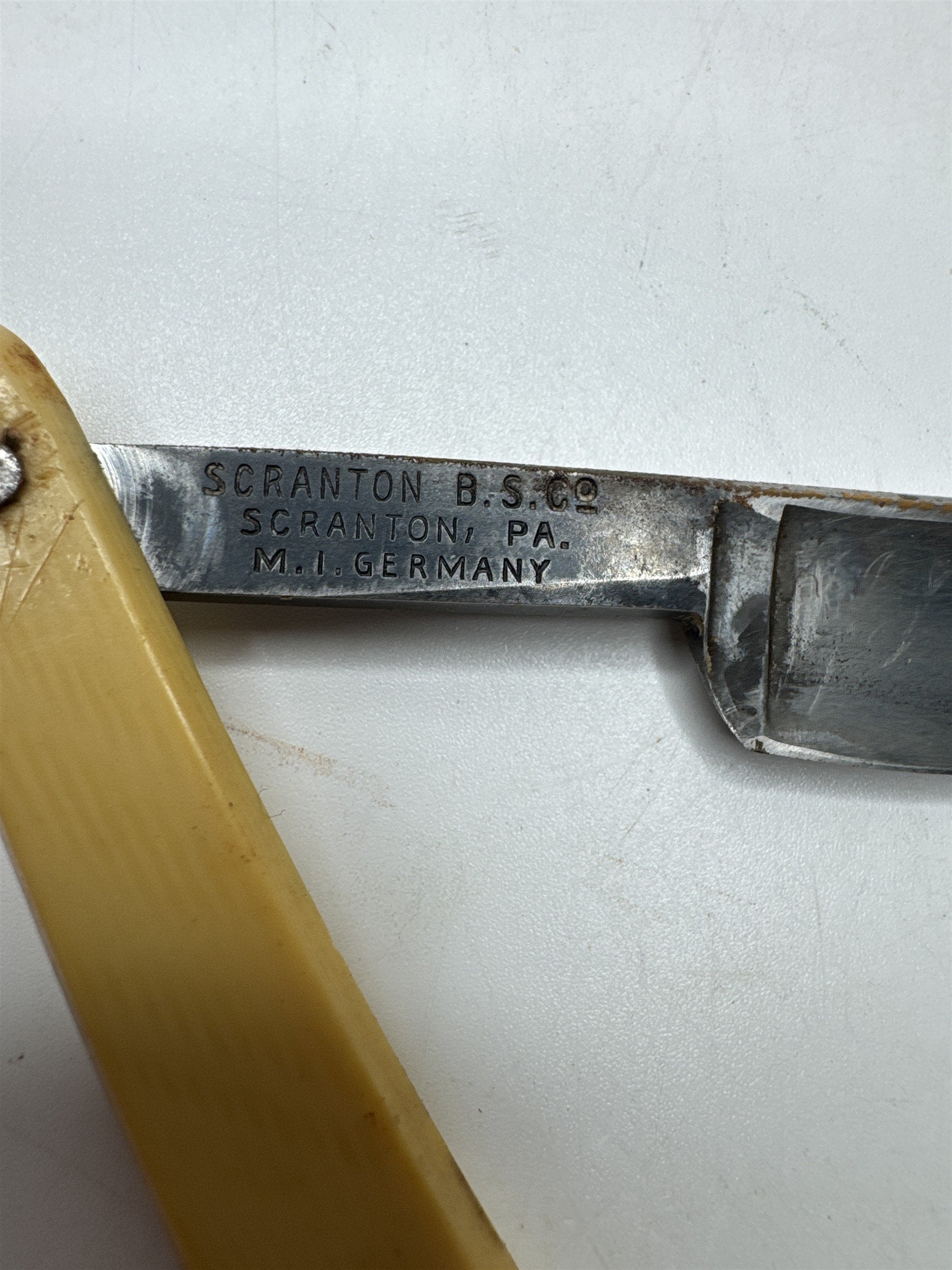 ANTIQUE Hand Made Scranton BS Co Scranton PA GERMANY Straight Edge Face Razor