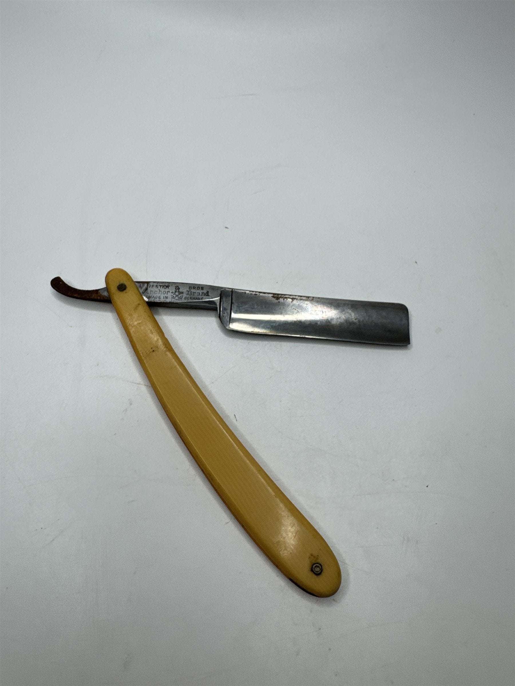 ANTIQUE Hand Made Wester Bros Anchor Brand GERMANY Straight Edge Face Razor
