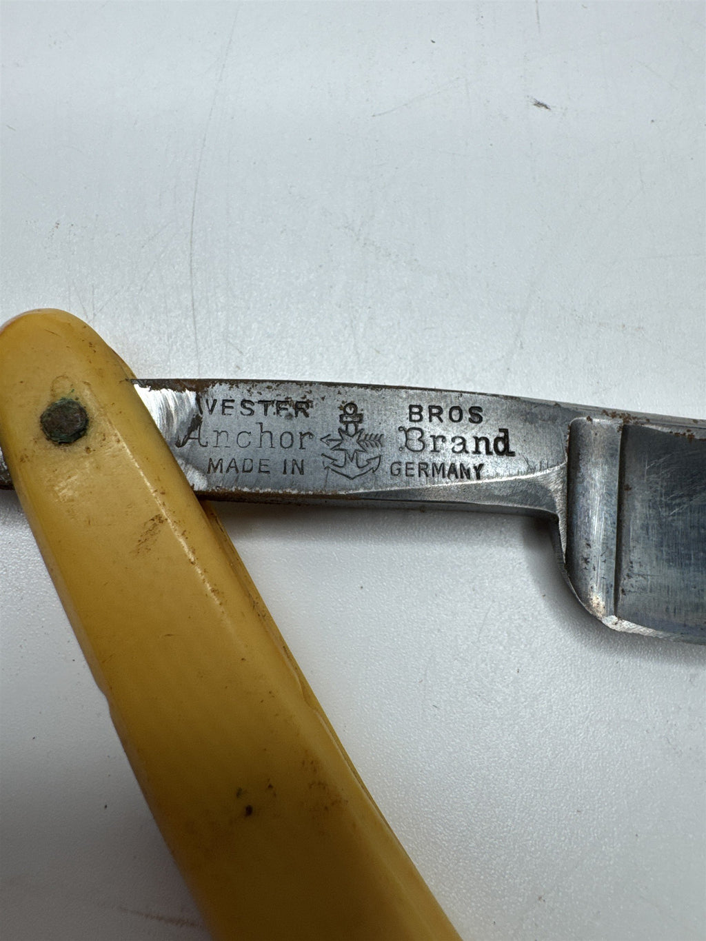 ANTIQUE Hand Made Wester Bros Anchor Brand GERMANY Straight Edge Face Razor