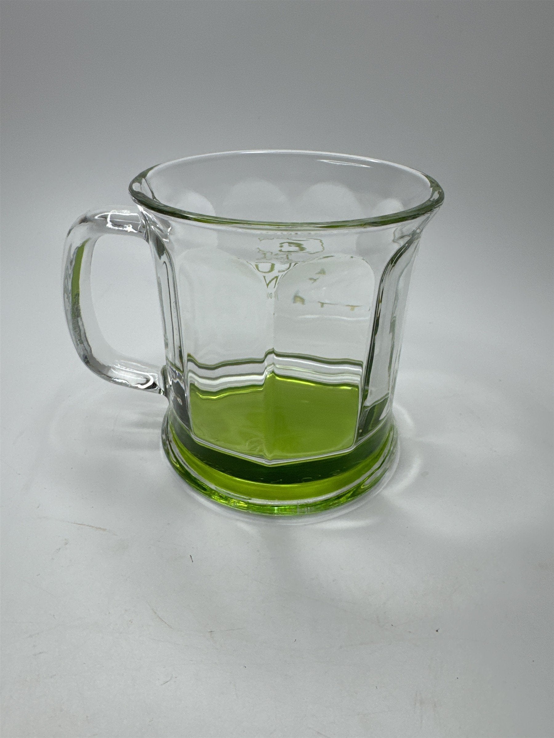 Mohegan Sun at Pocono Downs Coffee Mug Clear Glass /w Green Bottom Modern