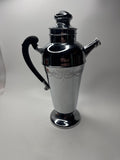 Vtg Art Deco MCM Chromium Plated Cocktail Shaker /w Grapevine Etching Spout Bar