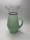 Vintage MCM West Virginia Blendo Green Frosted Pitcher 9-1/2" Gold Trim