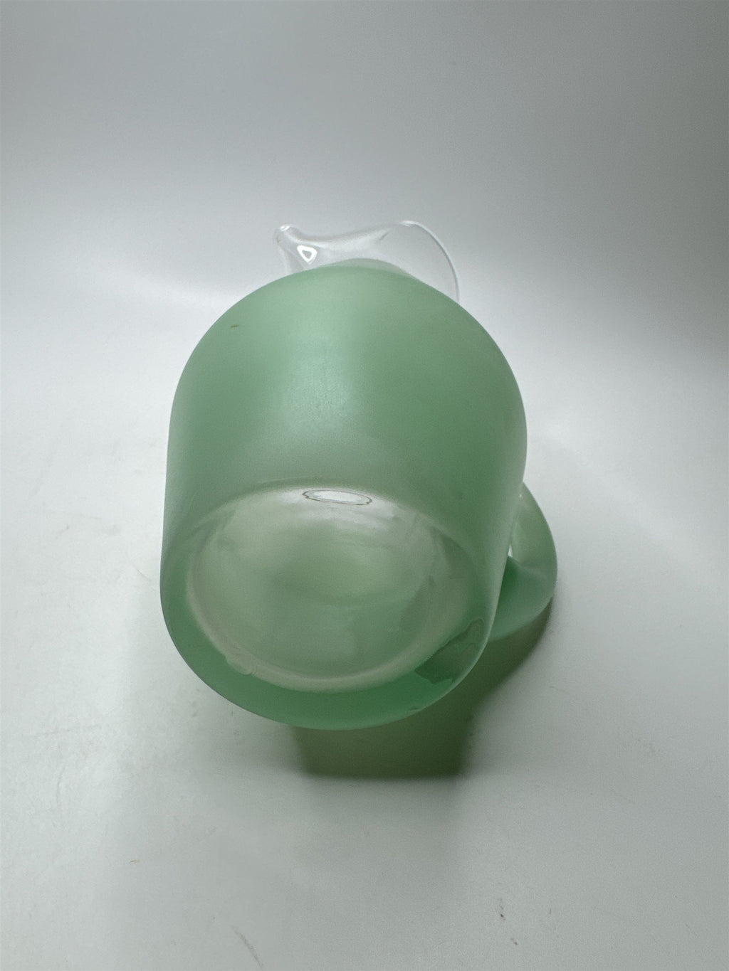 Vintage MCM West Virginia Blendo Green Frosted Pitcher 9-1/2" Gold Trim