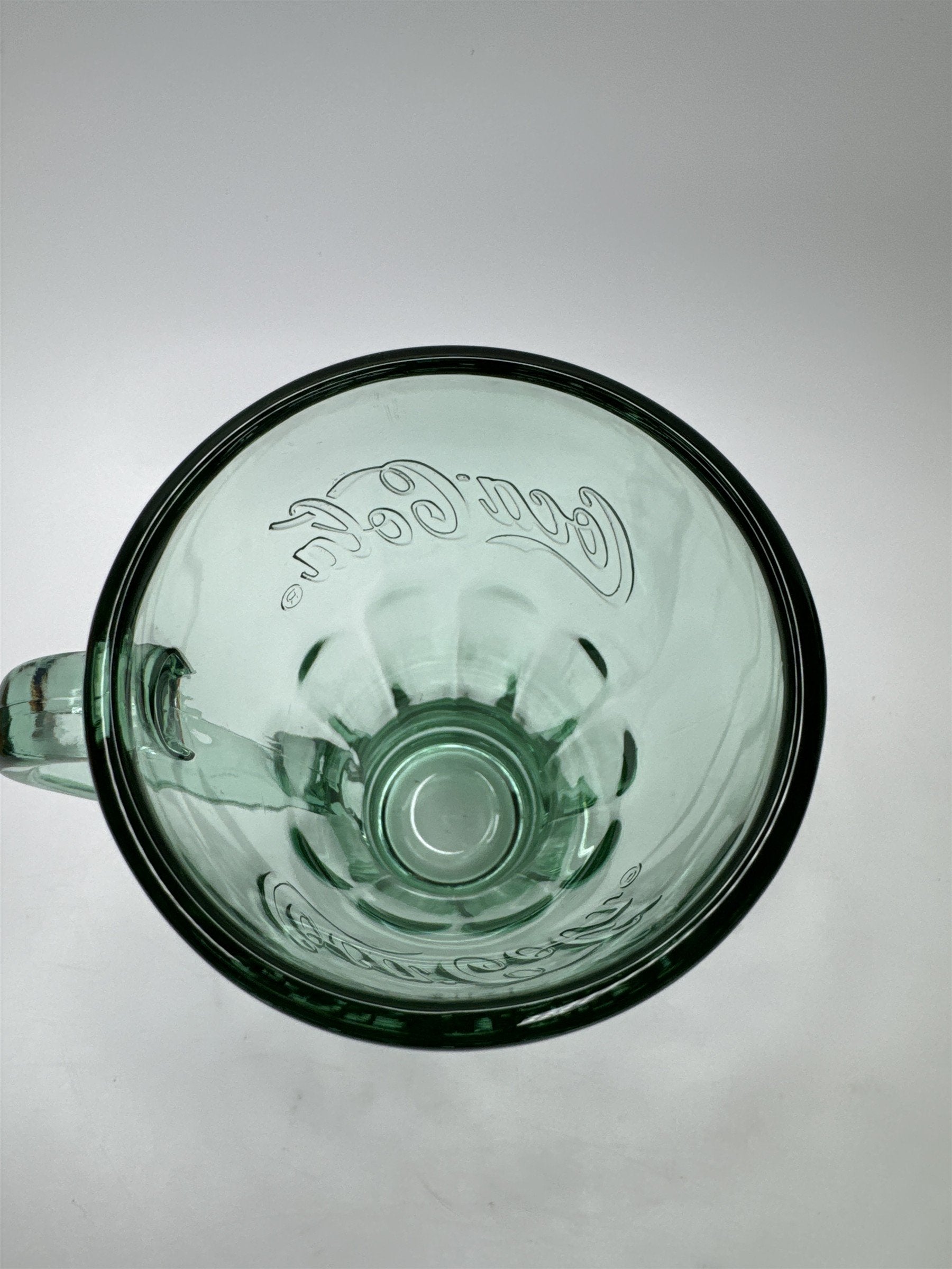 Coca Cola Coke Green Glass Mug Style Handle Heavy Thick Libbey Drinking Glass