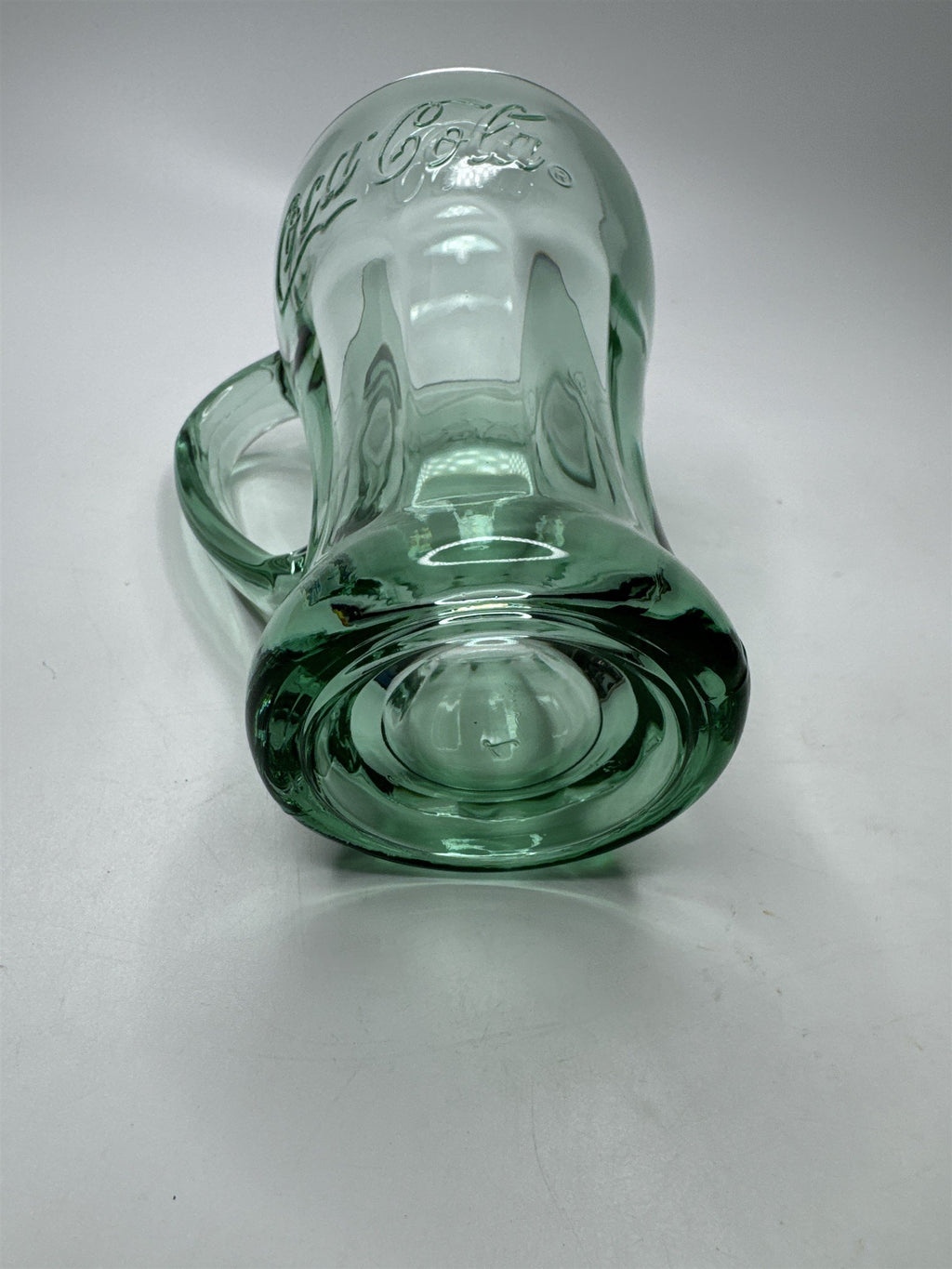Coca Cola Coke Green Glass Mug Style Handle Heavy Thick Libbey Drinking Glass