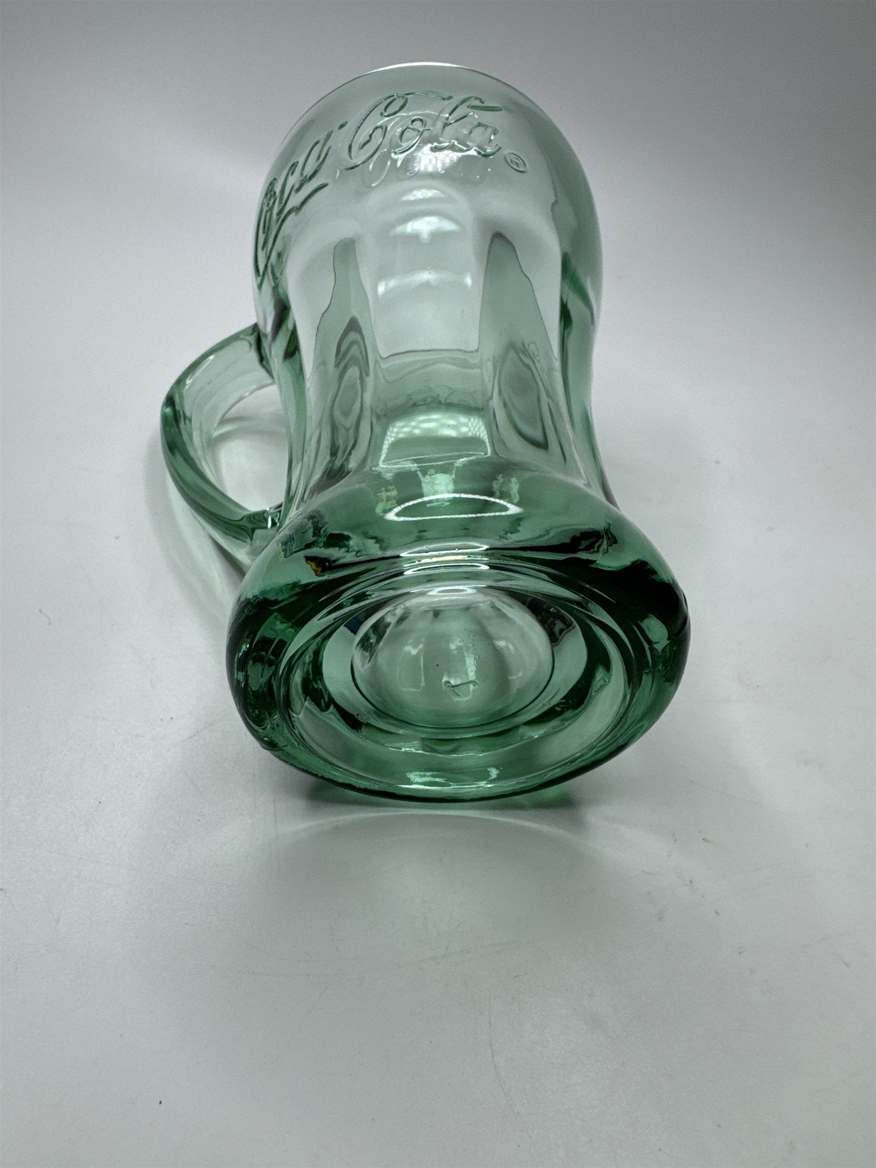 Coca Cola Coke Green Glass Mug Style Handle Heavy Thick Libbey Drinking Glass