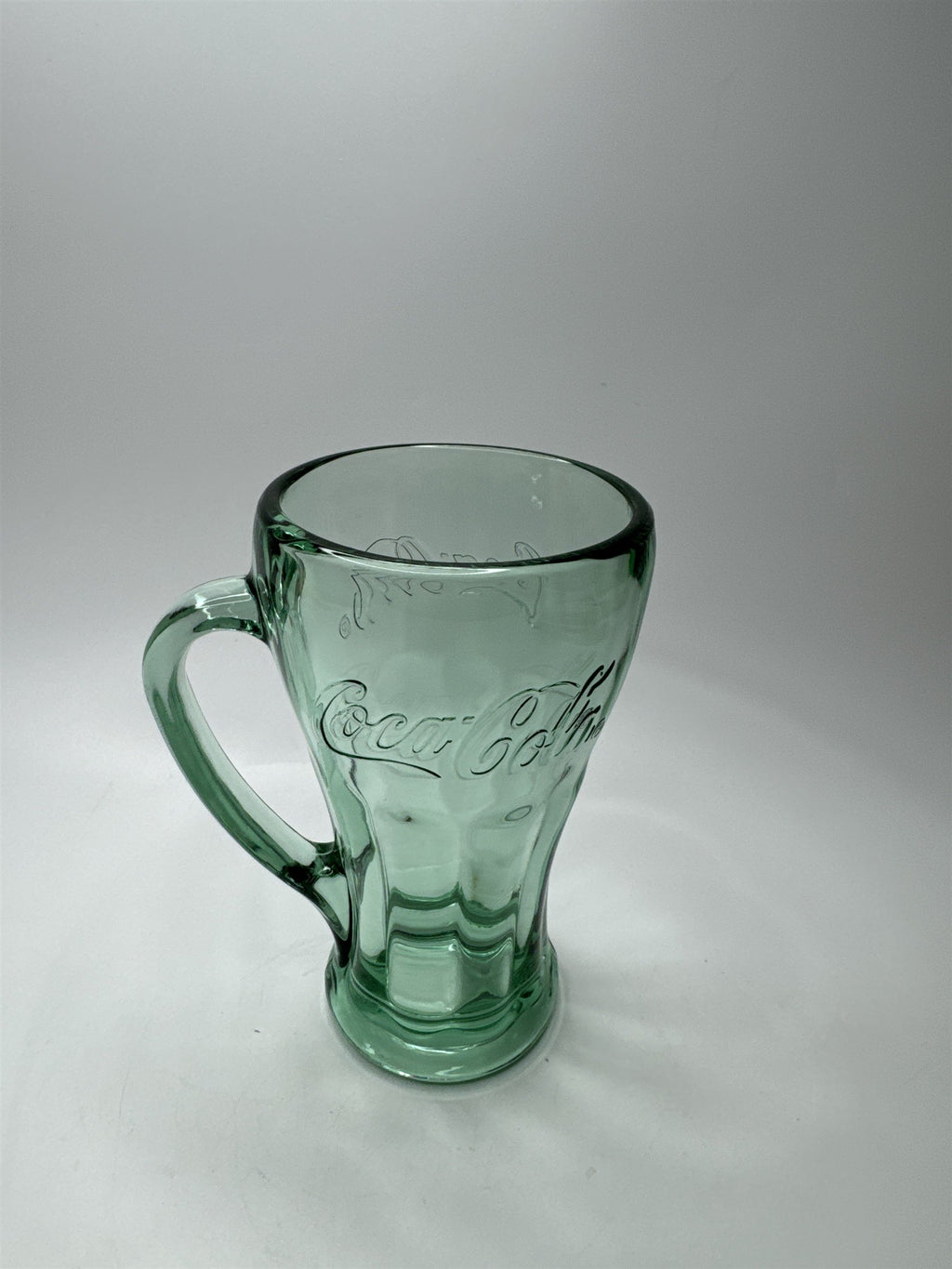 Coca Cola Coke Green Glass Mug Style Handle Heavy Thick Libbey Drinking Glass