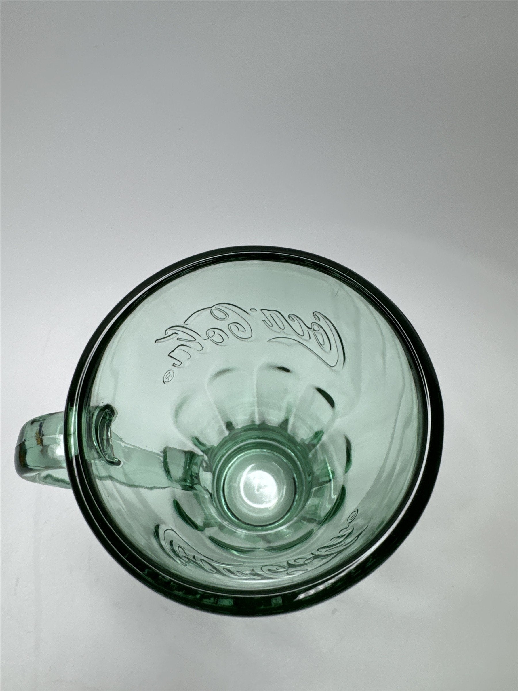 Coca Cola Coke Green Glass Mug Style Handle Heavy Thick Libbey Drinking Glass