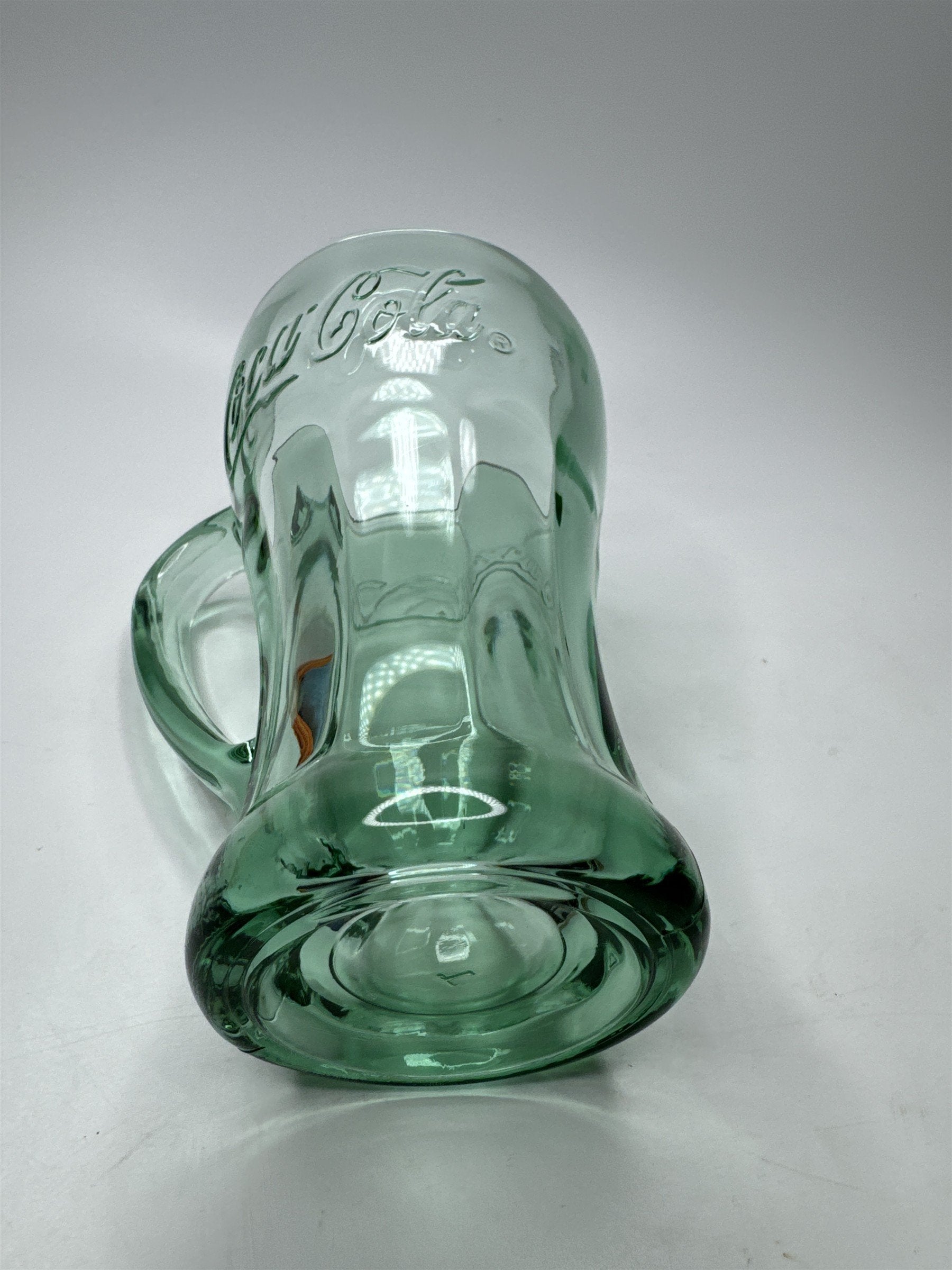 Coca Cola Coke Green Glass Mug Style Handle Heavy Thick Libbey Drinking Glass