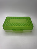 Vintage Plastic Pencil Box /w Hatch Latching Lid GREEN Unbranded