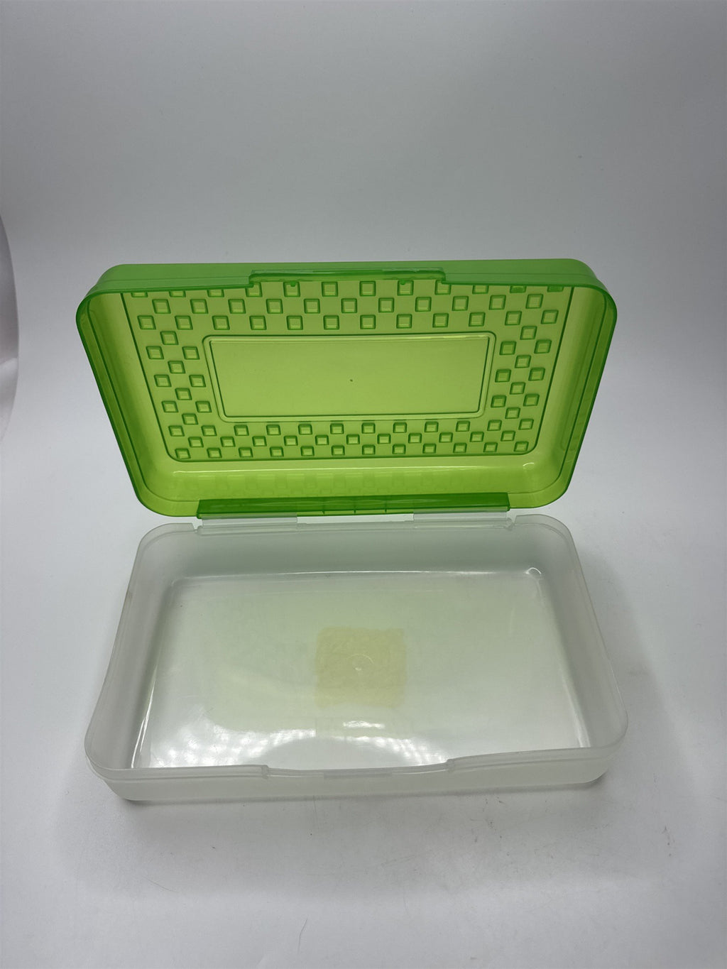 Vintage Plastic Pencil Box /w Hatch Latching Lid GREEN Unbranded