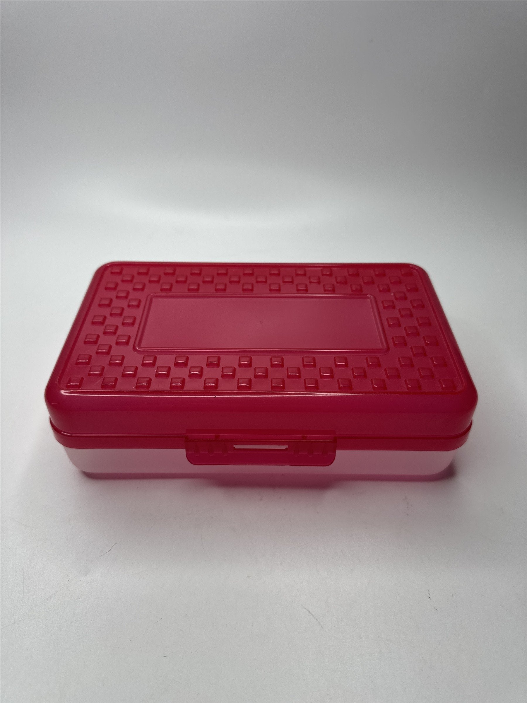 Vintage Plastic Pencil Box /w Hatch Latching Lid RED Pamson Pacific