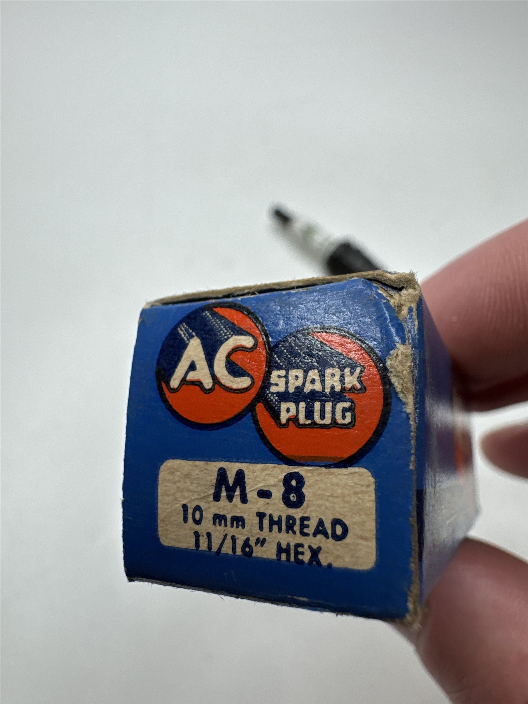 Vintage AC Spark Plug With Coralox Insulator M-8 10mm Thread 11/16" Hex