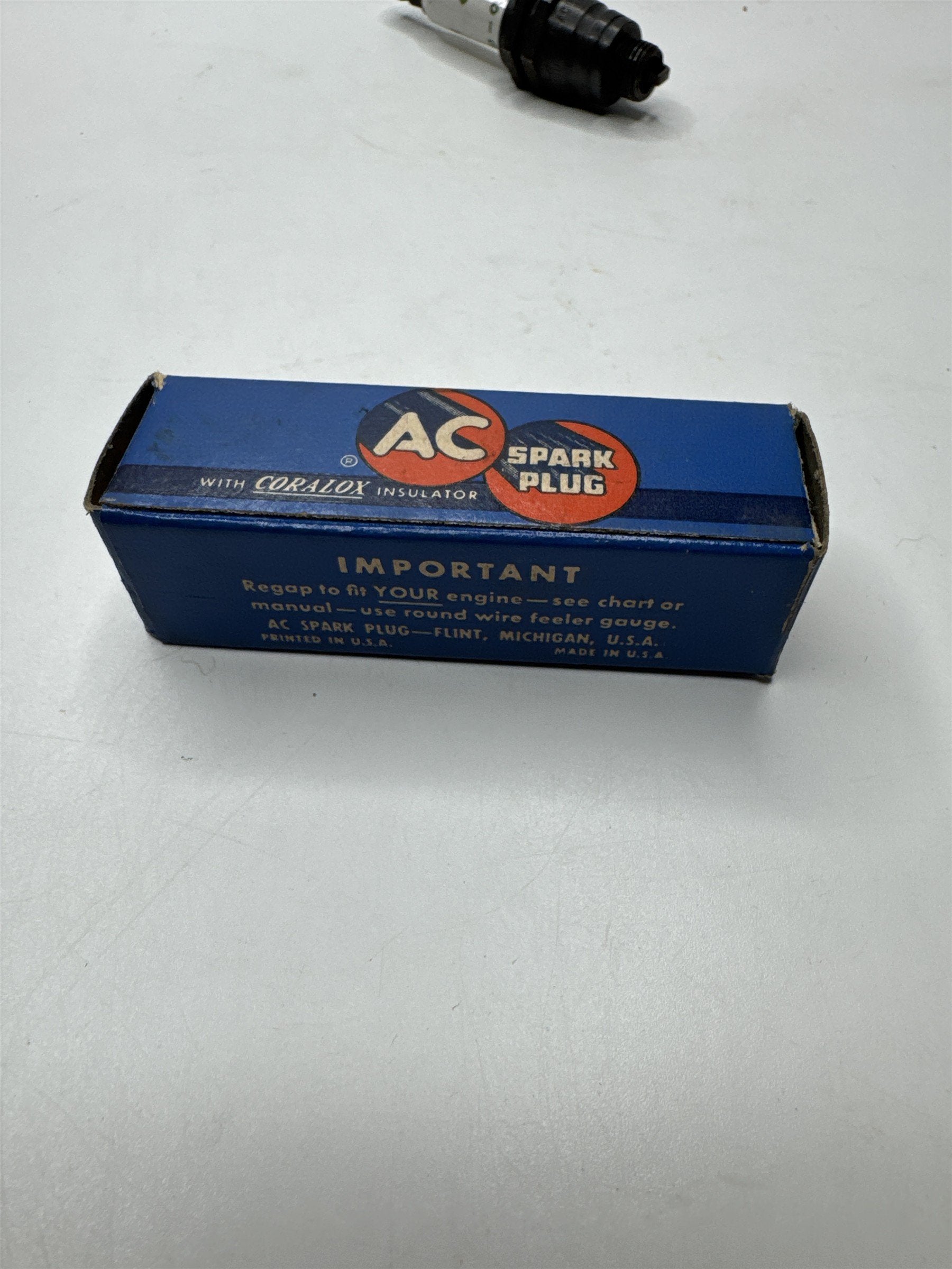 Vintage AC Spark Plug With Coralox Insulator M-8 10mm Thread 11/16" Hex