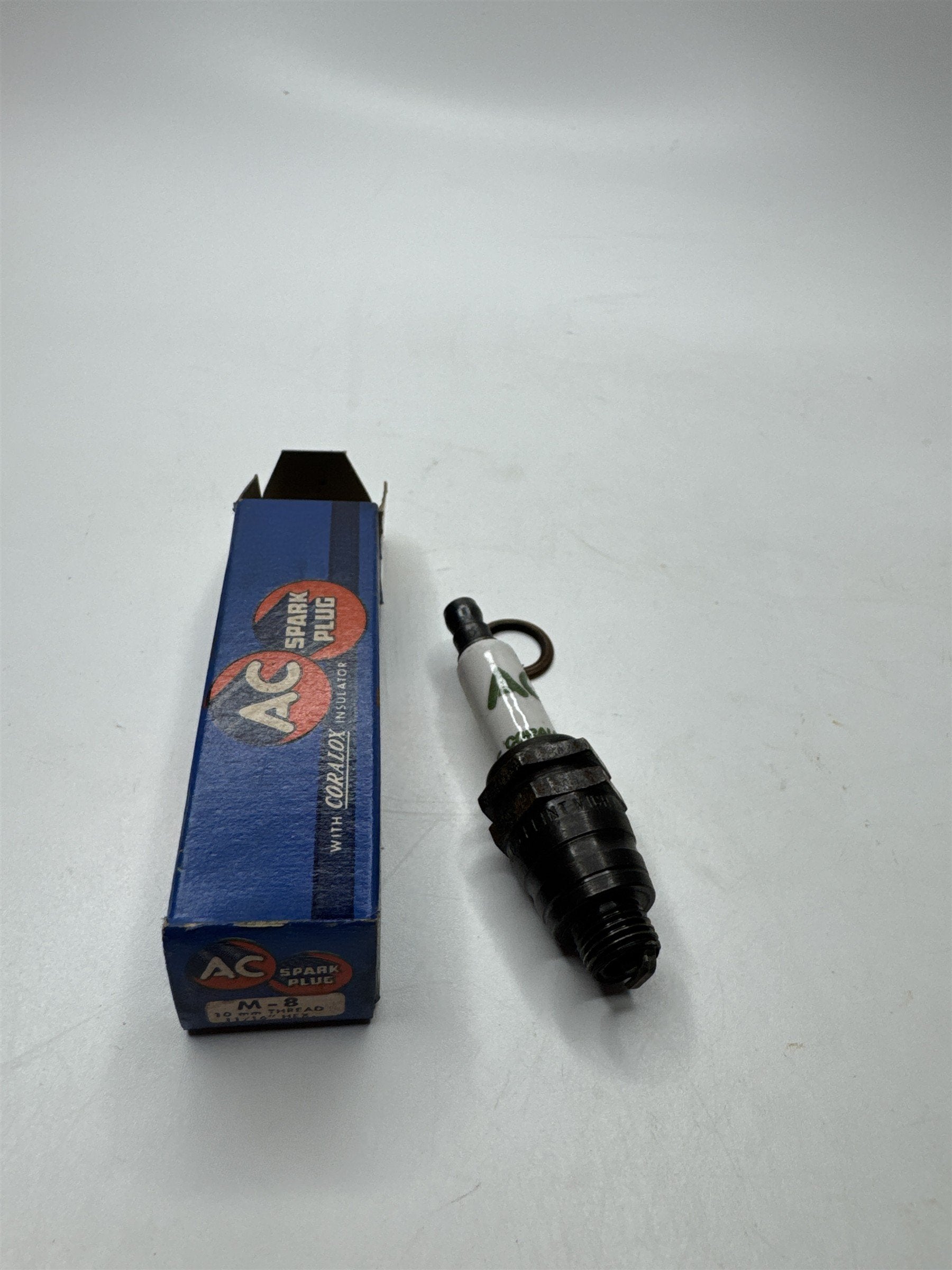 Vintage AC Spark Plug With Coralox Insulator M-8 10mm Thread 11/16" Hex