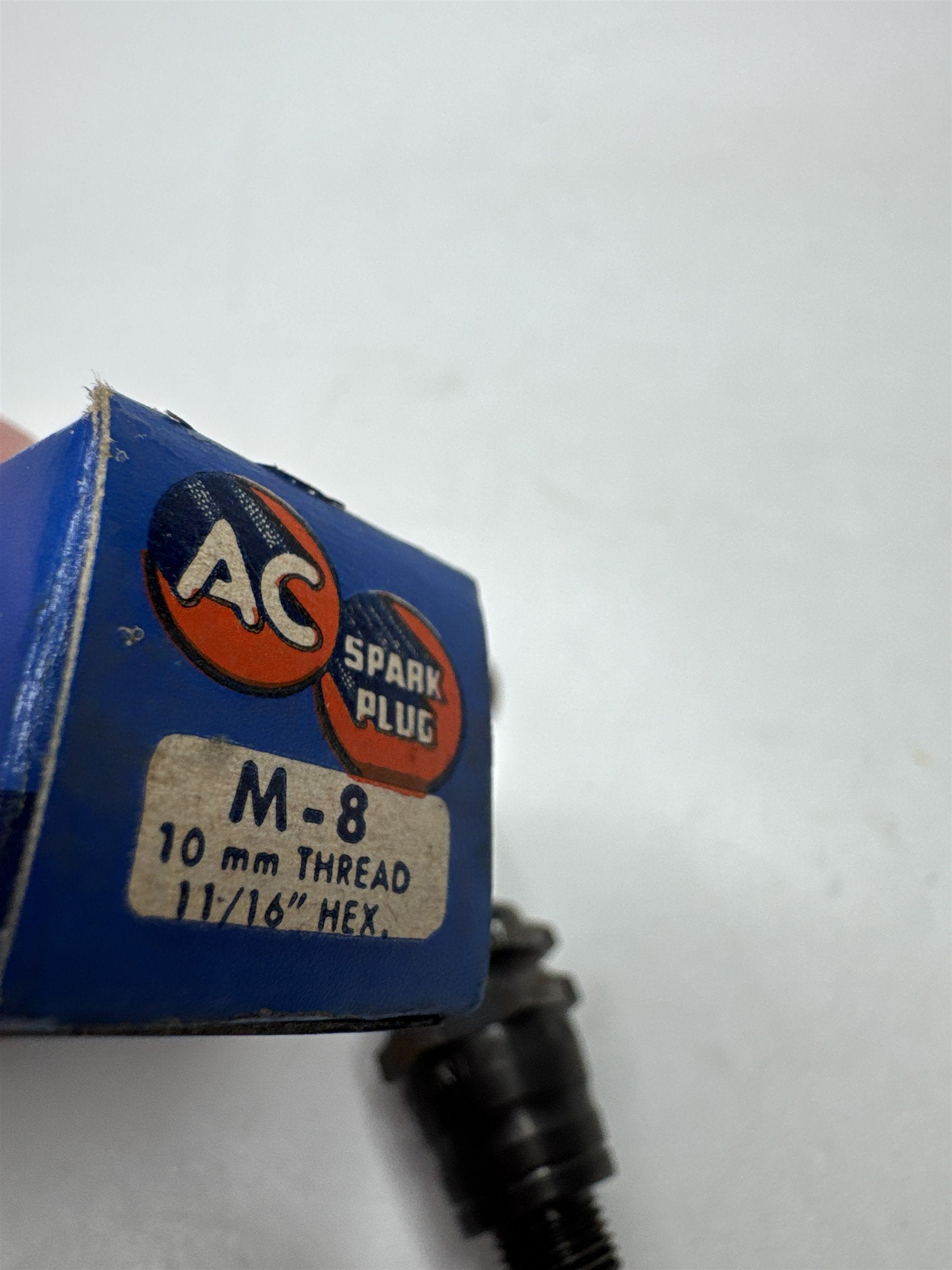 Vintage AC Spark Plug With Coralox Insulator M-8 10mm Thread 11/16" Hex