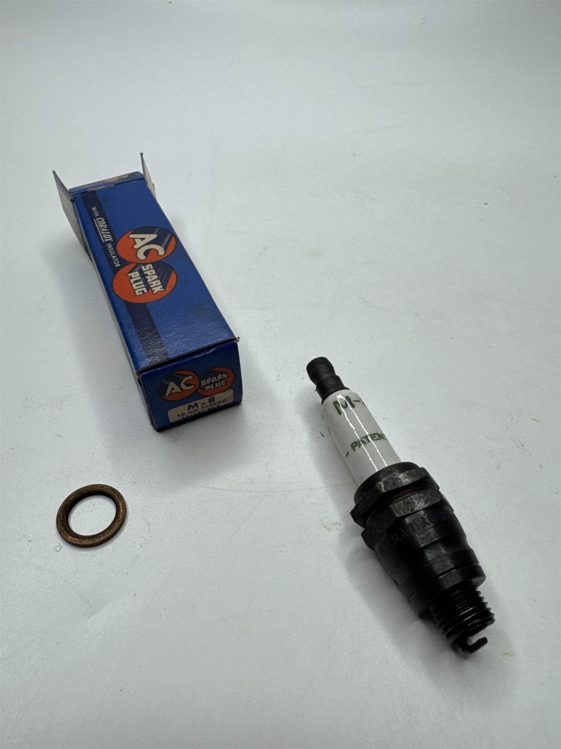 Vintage AC Spark Plug With Coralox Insulator M-8 10mm Thread 11/16" Hex