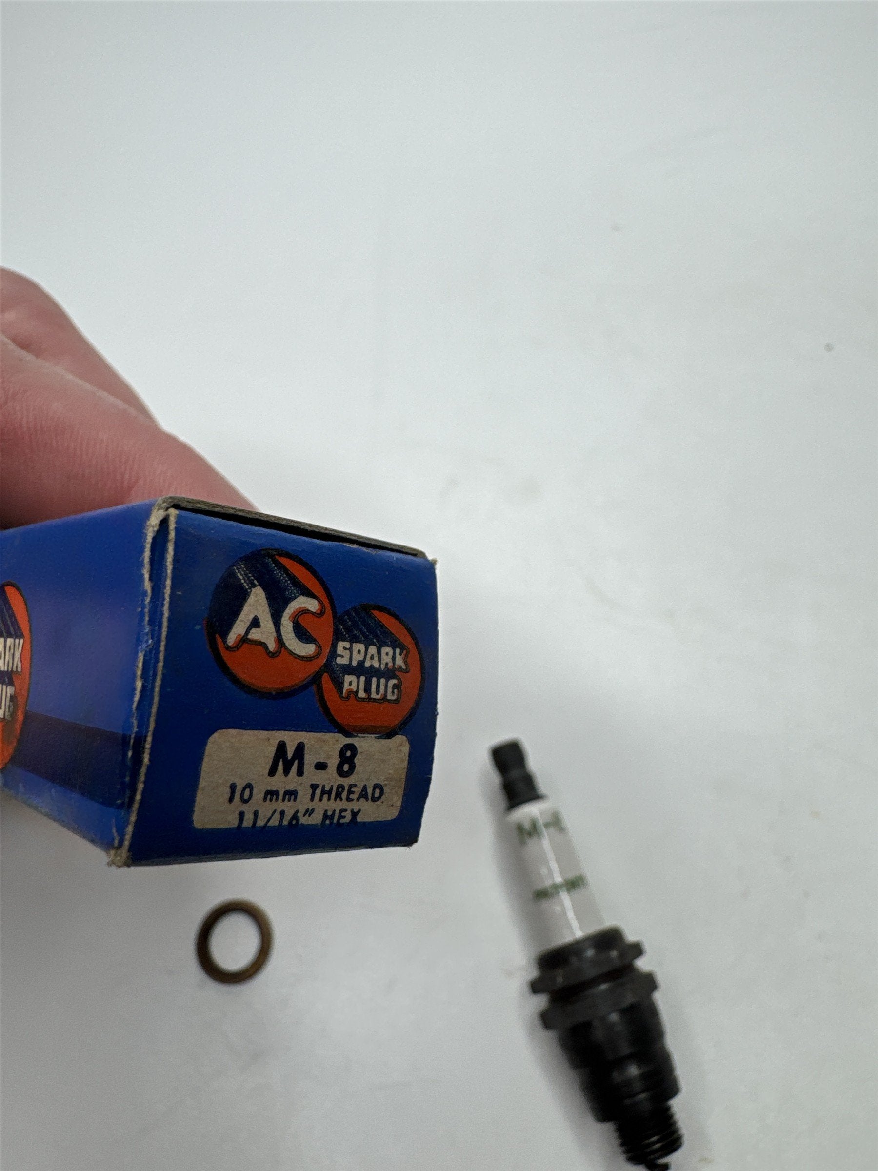 Vintage AC Spark Plug With Coralox Insulator M-8 10mm Thread 11/16" Hex