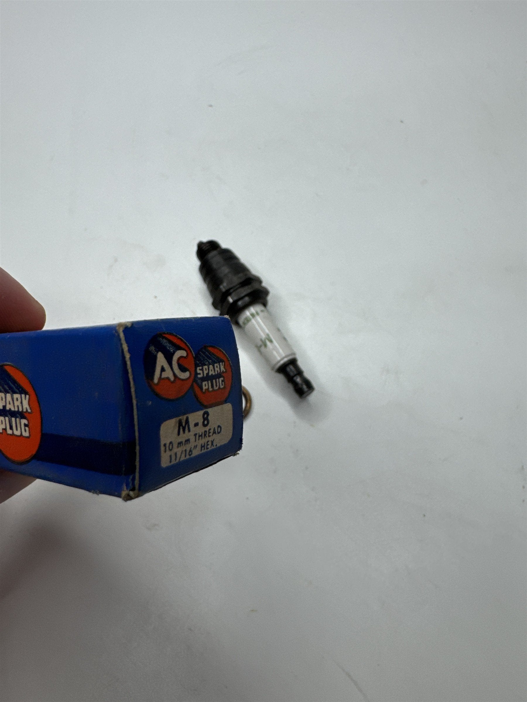 Vintage AC Spark Plug With Coralox Insulator M-8 10mm Thread 11/16" Hex