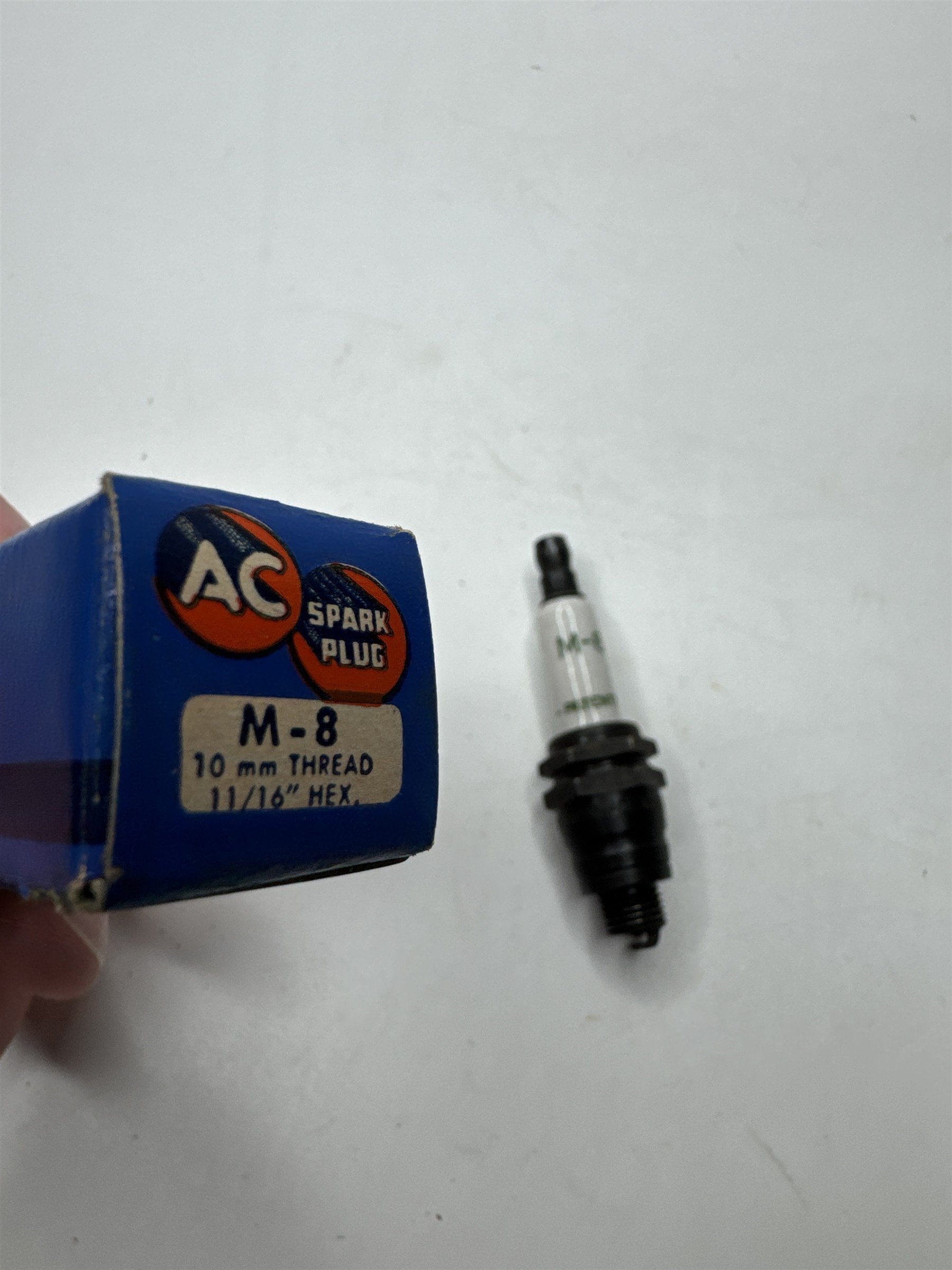 Vintage AC Spark Plug With Coralox Insulator M-8 10mm Thread 11/16" Hex