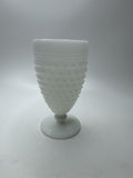 Vintage White Milk Glass Hobnail & Raised Lines Pattern Goblet Anchor Hocking 18
