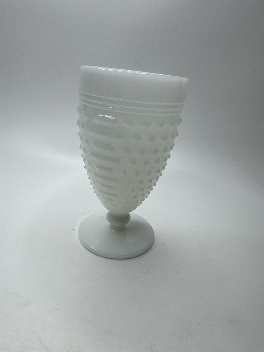 Vintage White Milk Glass Hobnail & Raised Lines Pattern Goblet Anchor Hocking 18