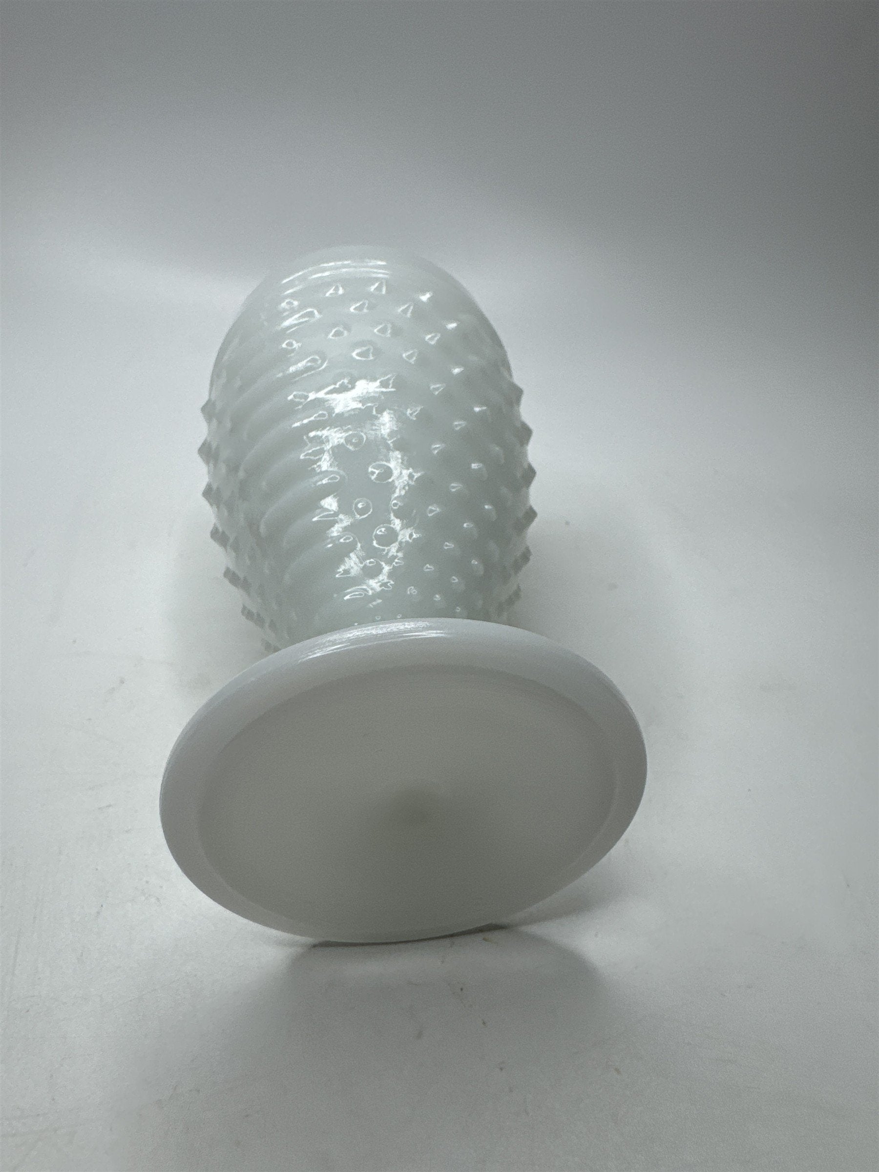 Vintage White Milk Glass Hobnail & Raised Lines Pattern Goblet Anchor Hocking 18
